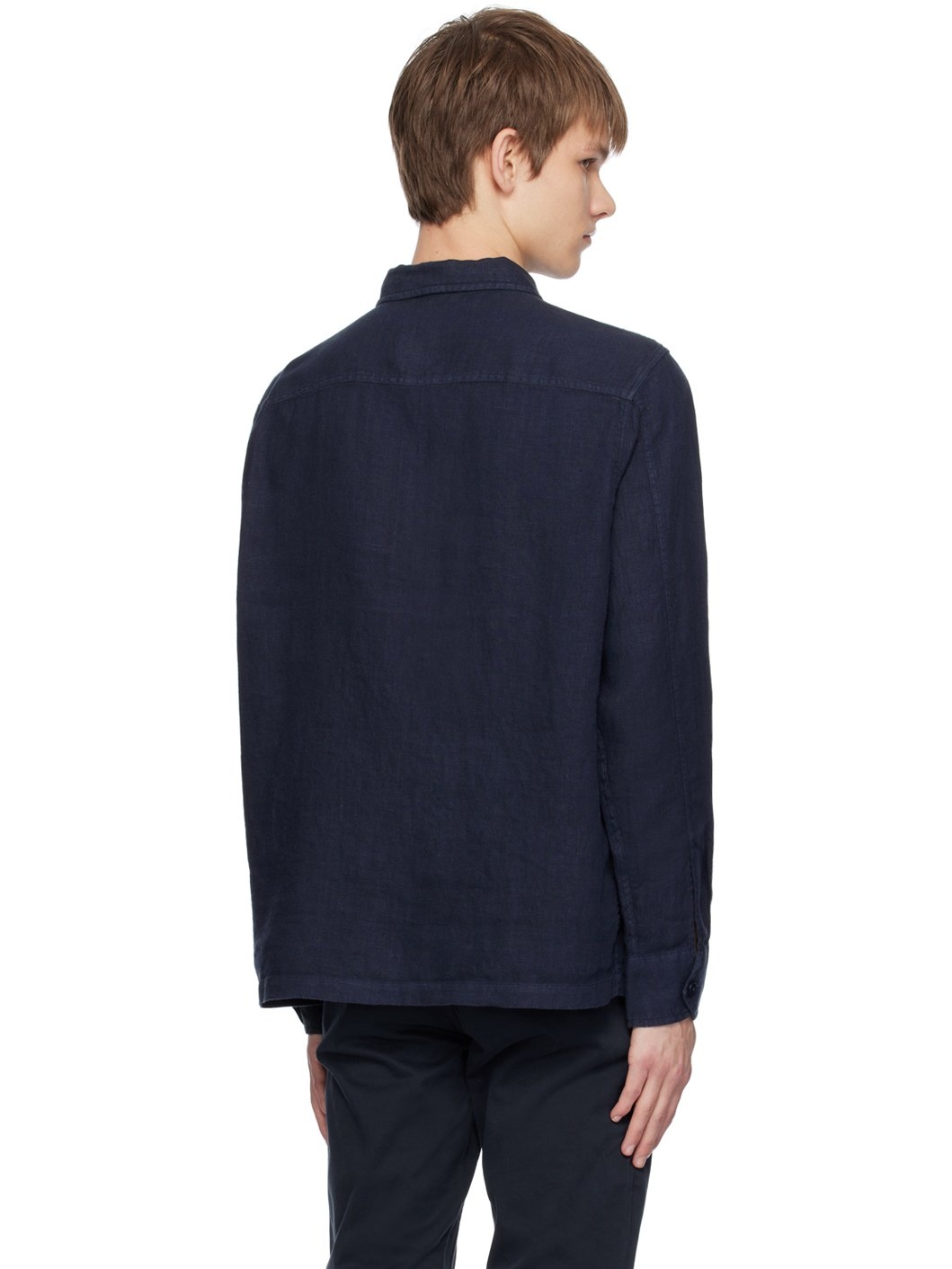Navy Spread Collar Shirt - 3