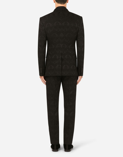 Dolce & Gabbana Double-breasted Sicilia-fit suit in stretch jacquard outlook