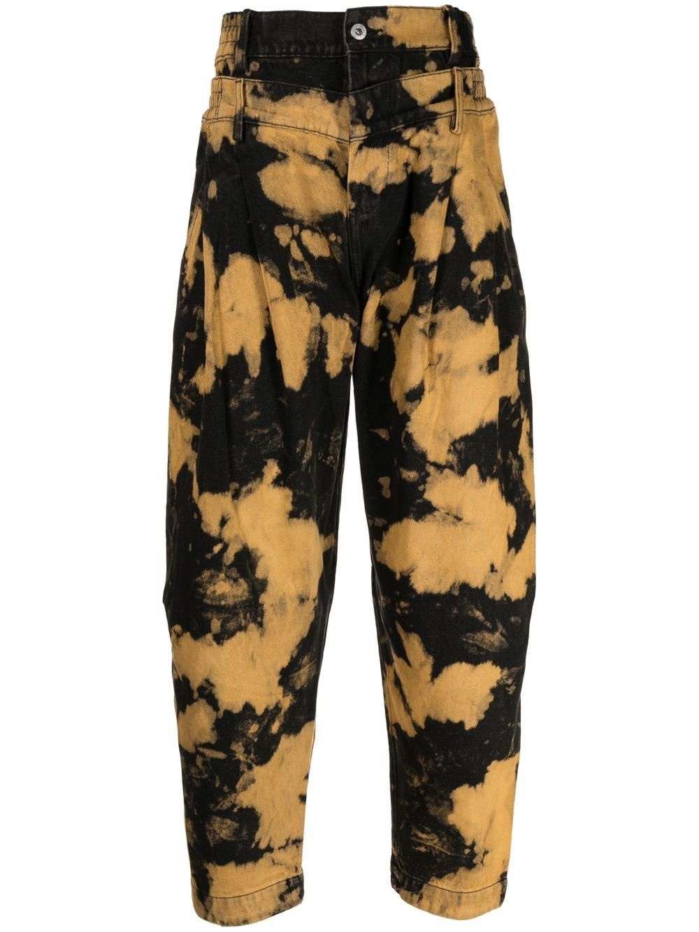 tie-dye double-waist tapered trousers - 1