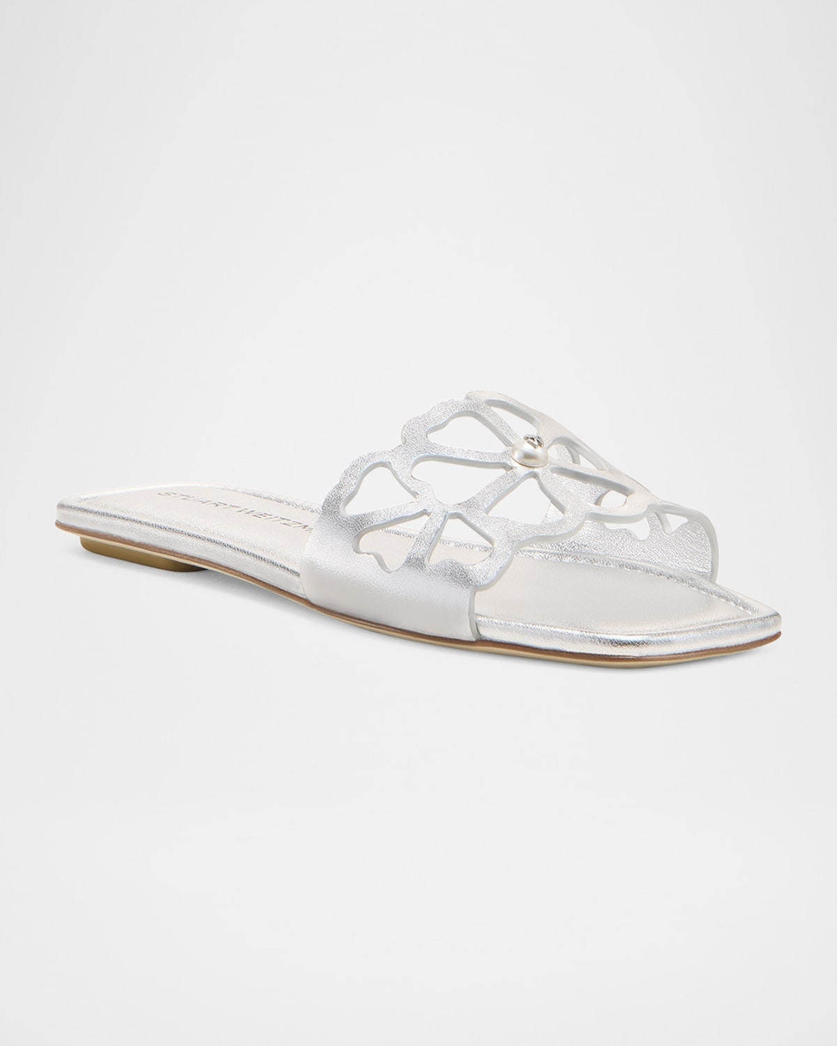 Jasmine Metallic Cutout Flat Slide Sandals - 2