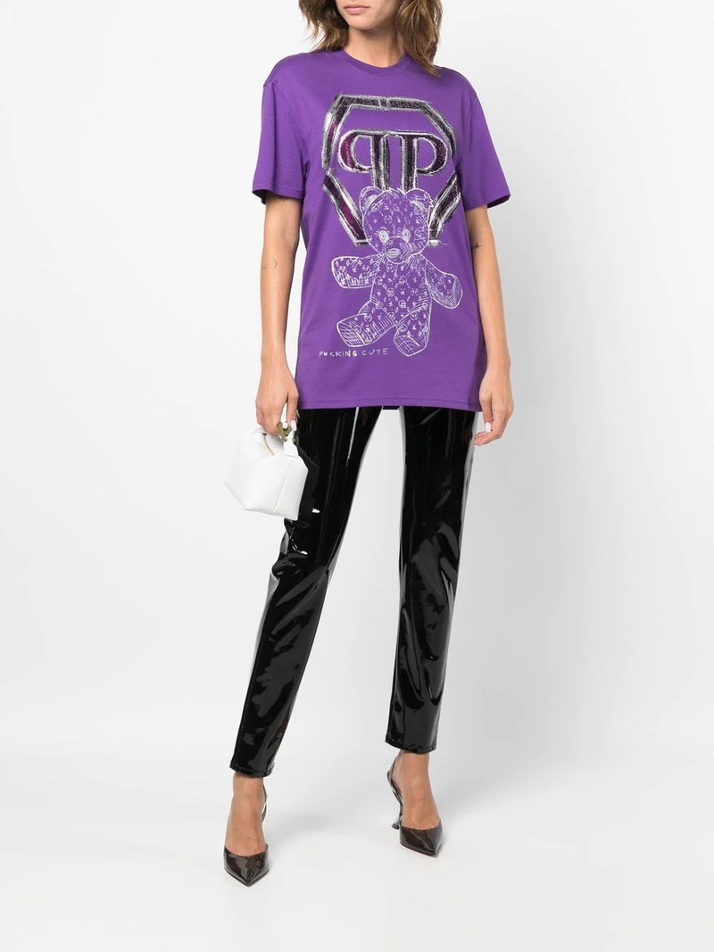 PHILIPP PLEIN Teddy bear-print cotton T-shirt outlook