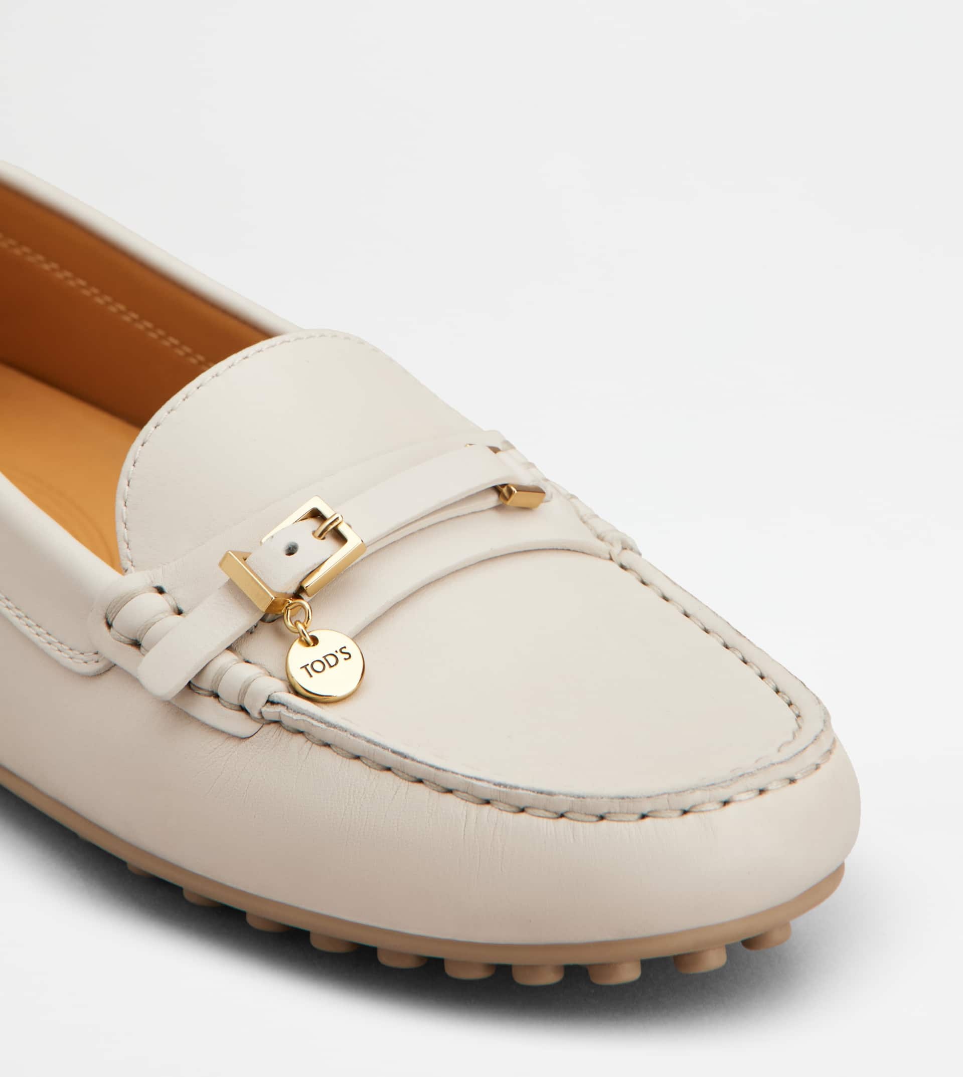 CITY GOMMINO DRIVING SHOES IN LEATHER - OFF WHITE - 6