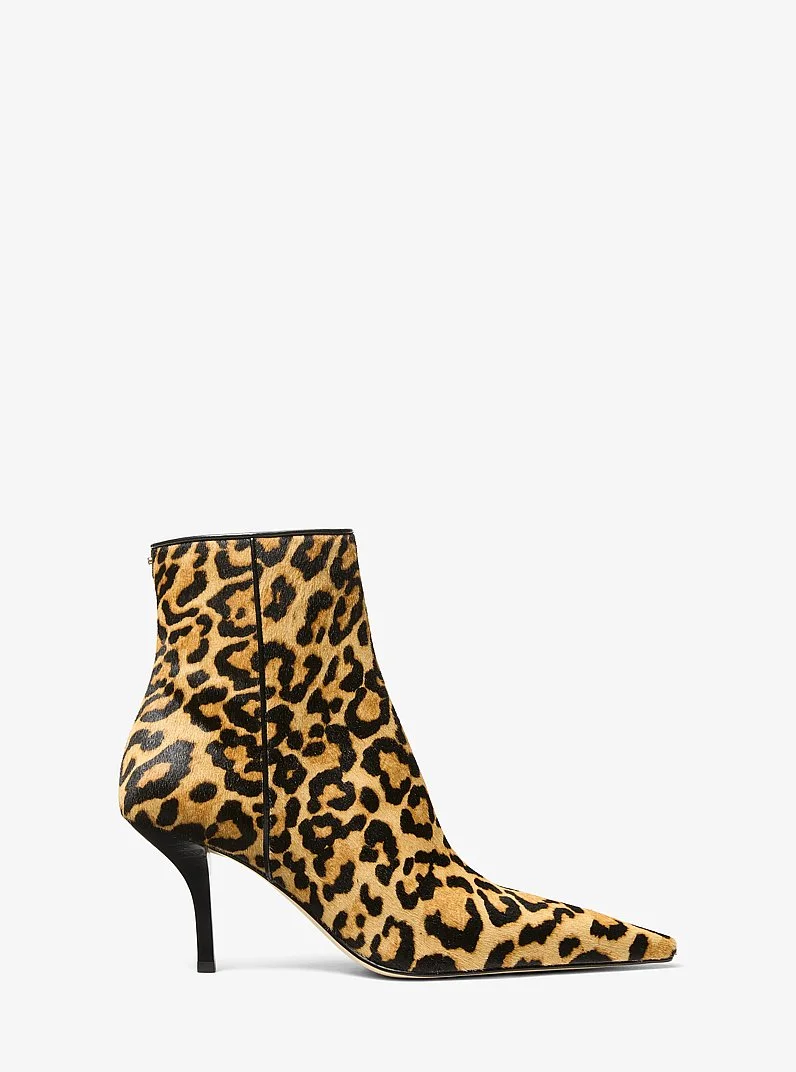 Selina Leopard Print Calf Hair Ankle Boot - 1