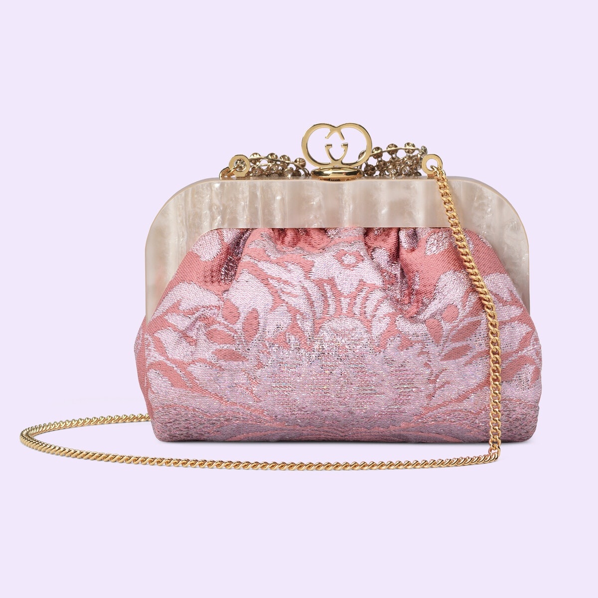 Floral brocade handbag with bow - 4