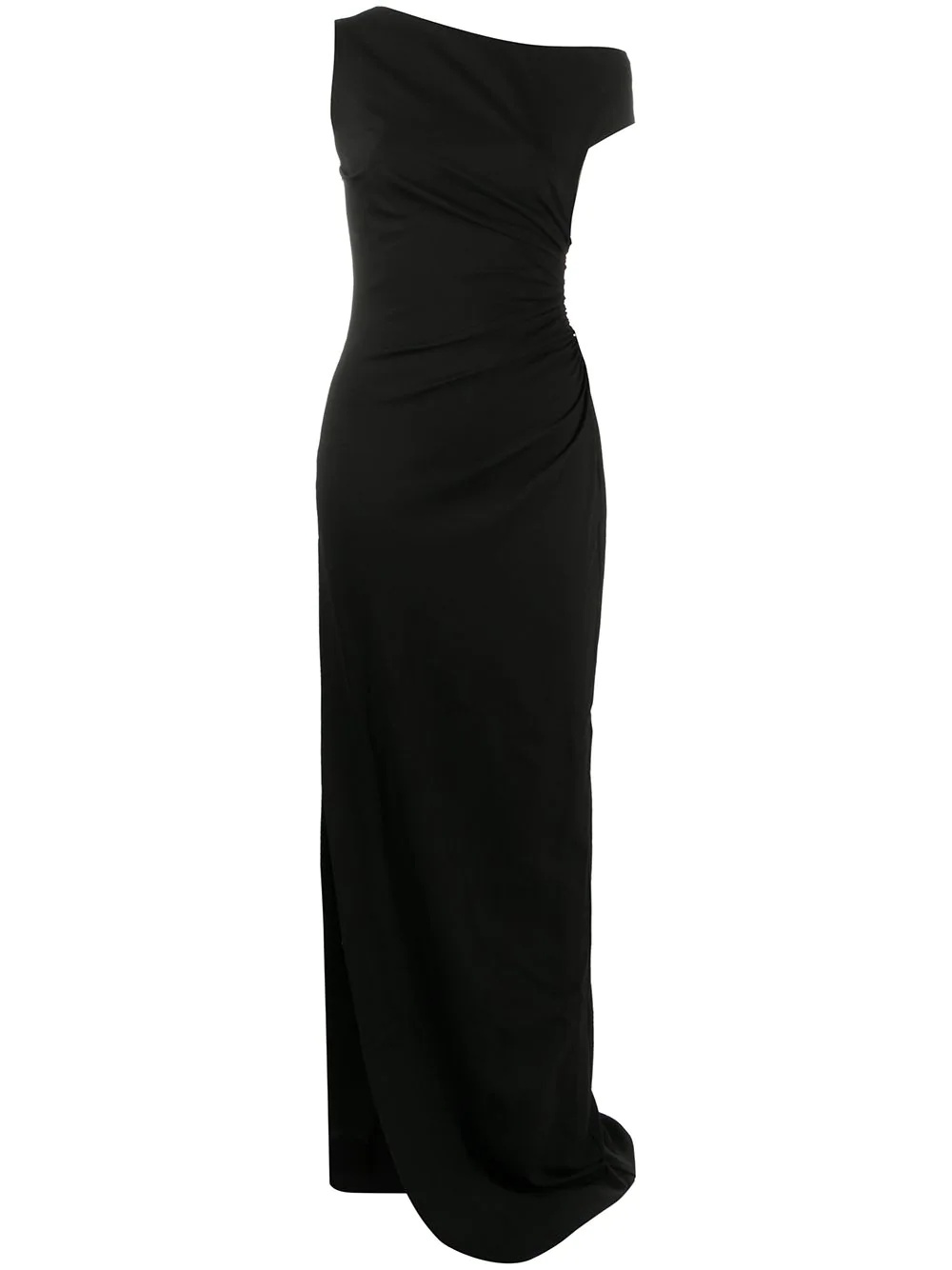 asymmetric ruched evening dress - 1