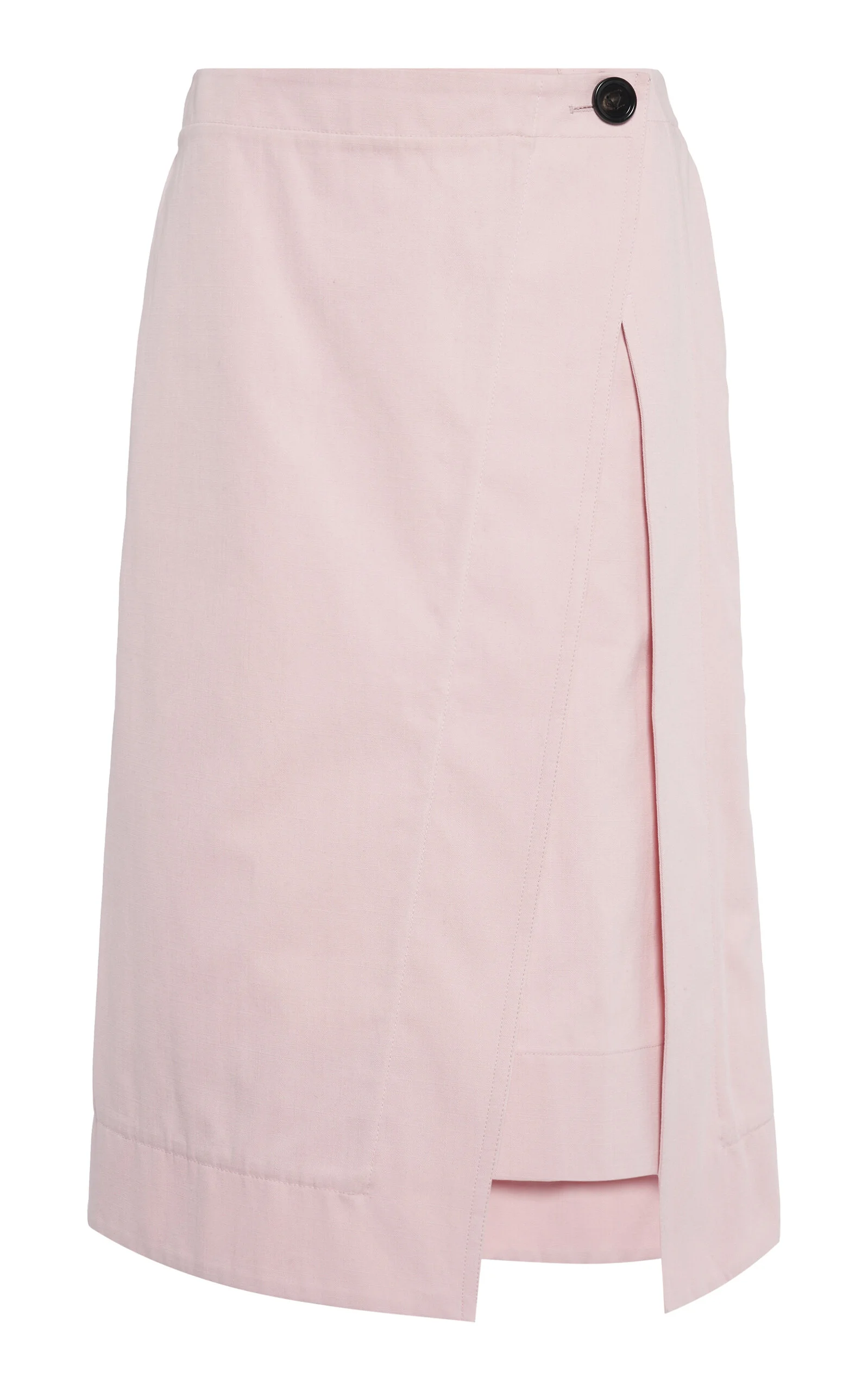 Cotton Canvas Midi Wrap Skirt pink - 1