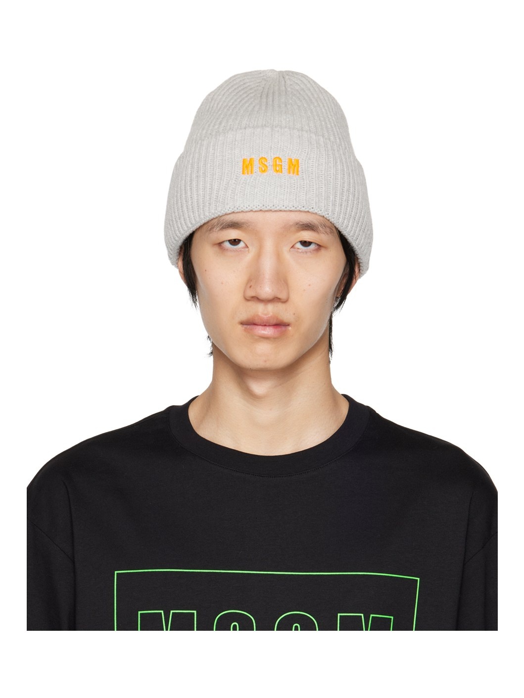 Gray Embroidered Logo Beanie - 1