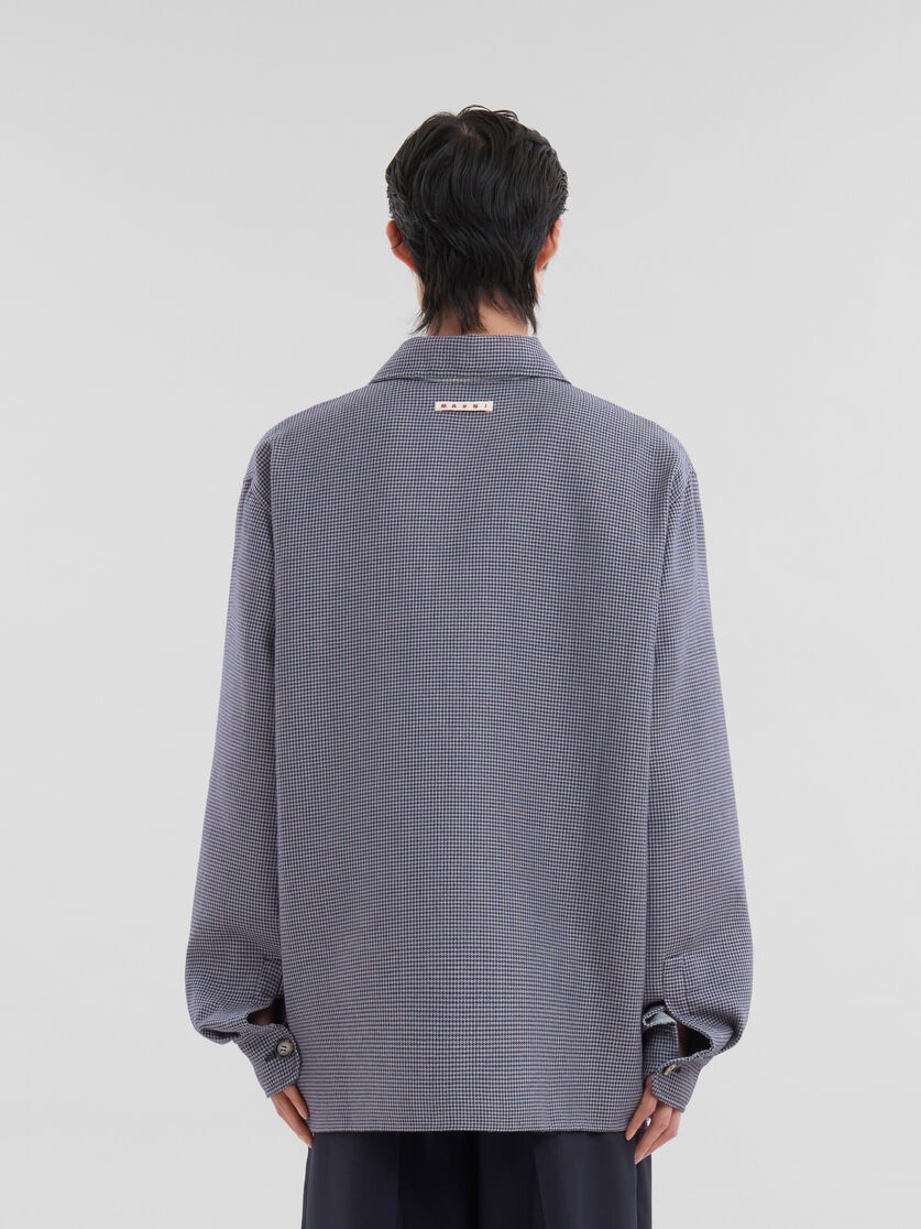 BLUE HOUNDSTOOTH WOOL SHIRT WITH POCKETS - 3