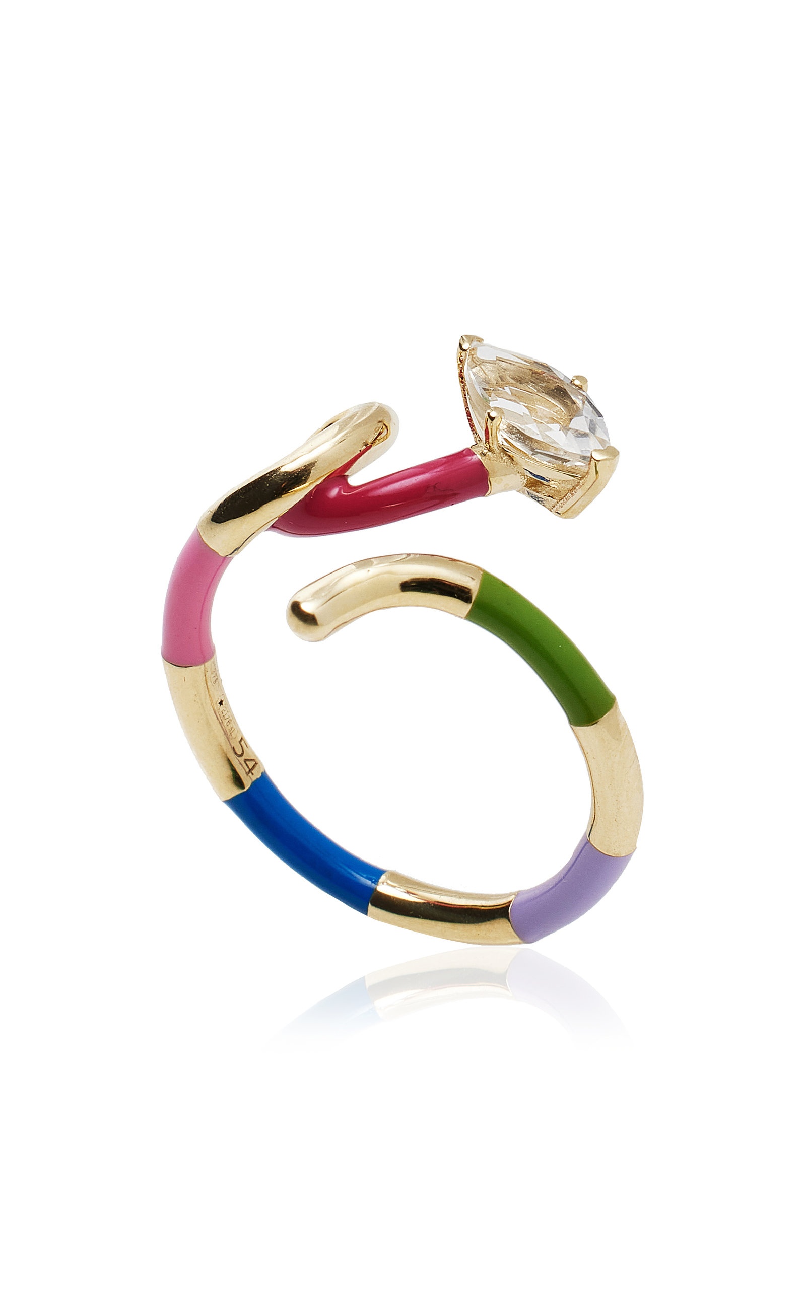 9K Gold, Crystal, And Enamel Ring multi - 3