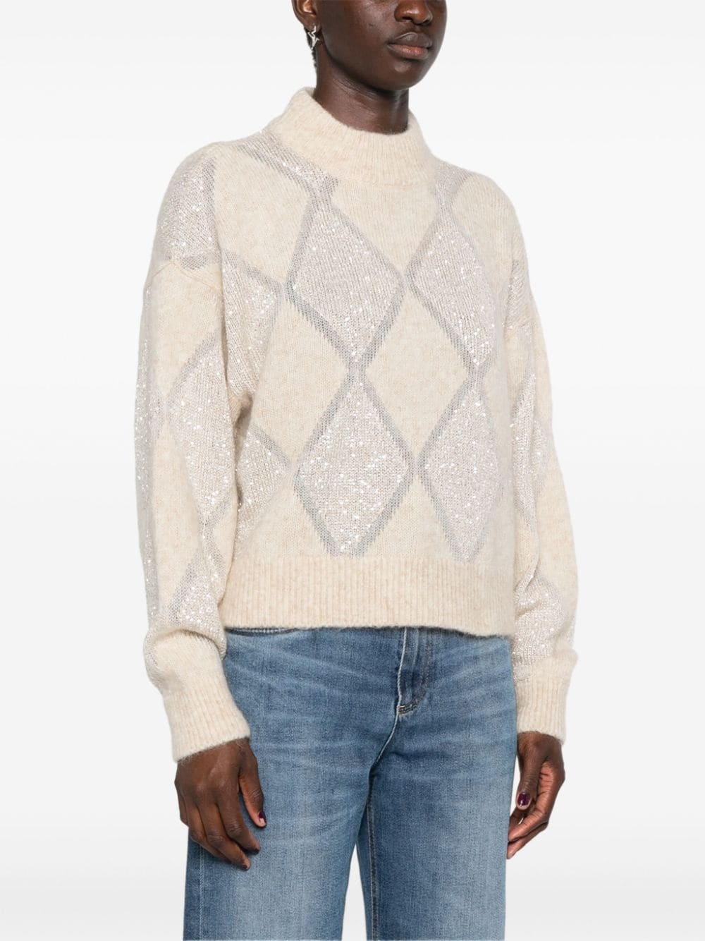 sequined high-neck jumper - 3