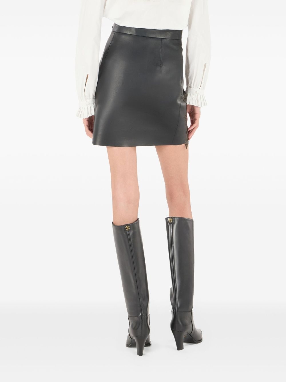 laser-cut roses mini skirt - 4