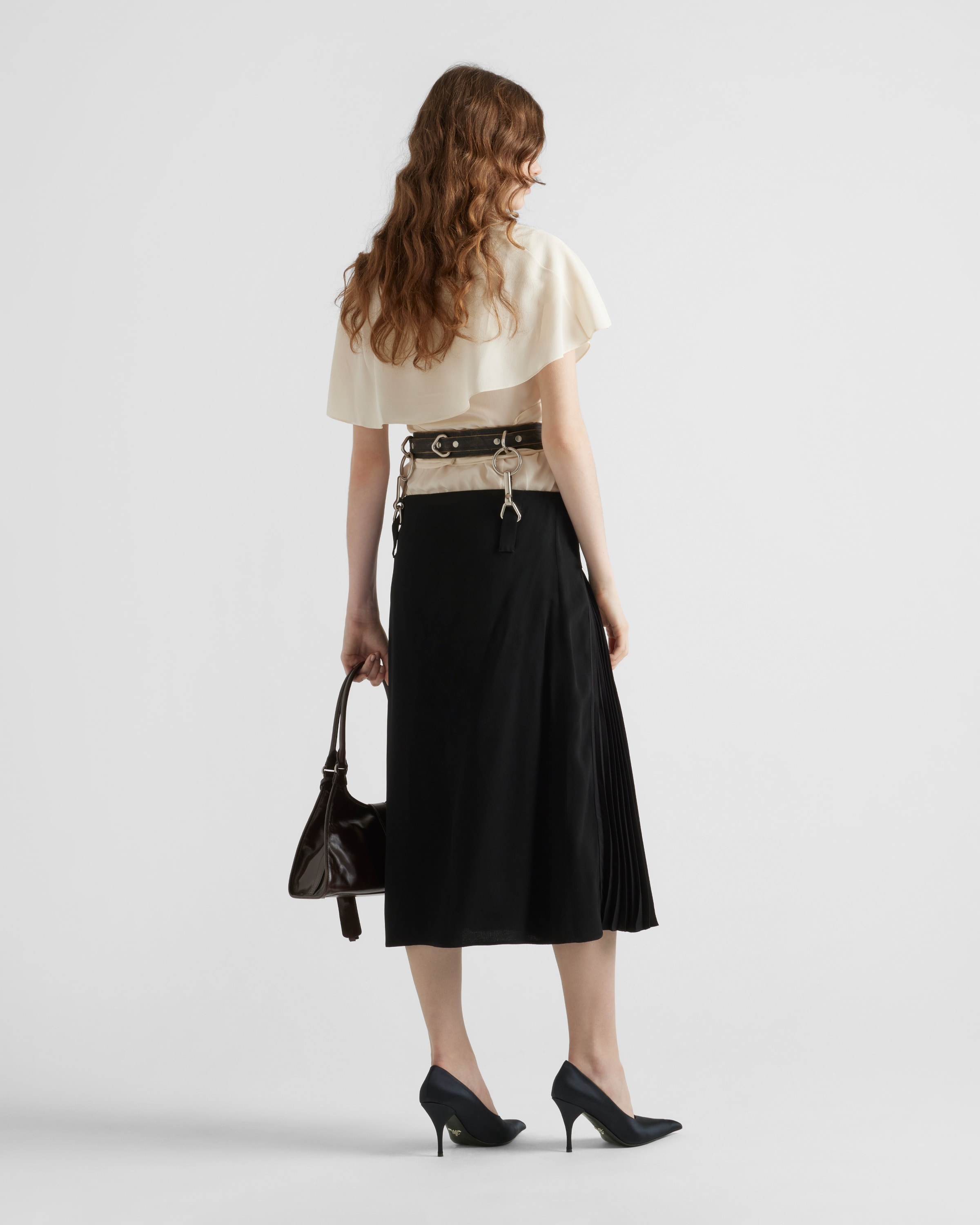 Pleated cady crepe skirt - 5