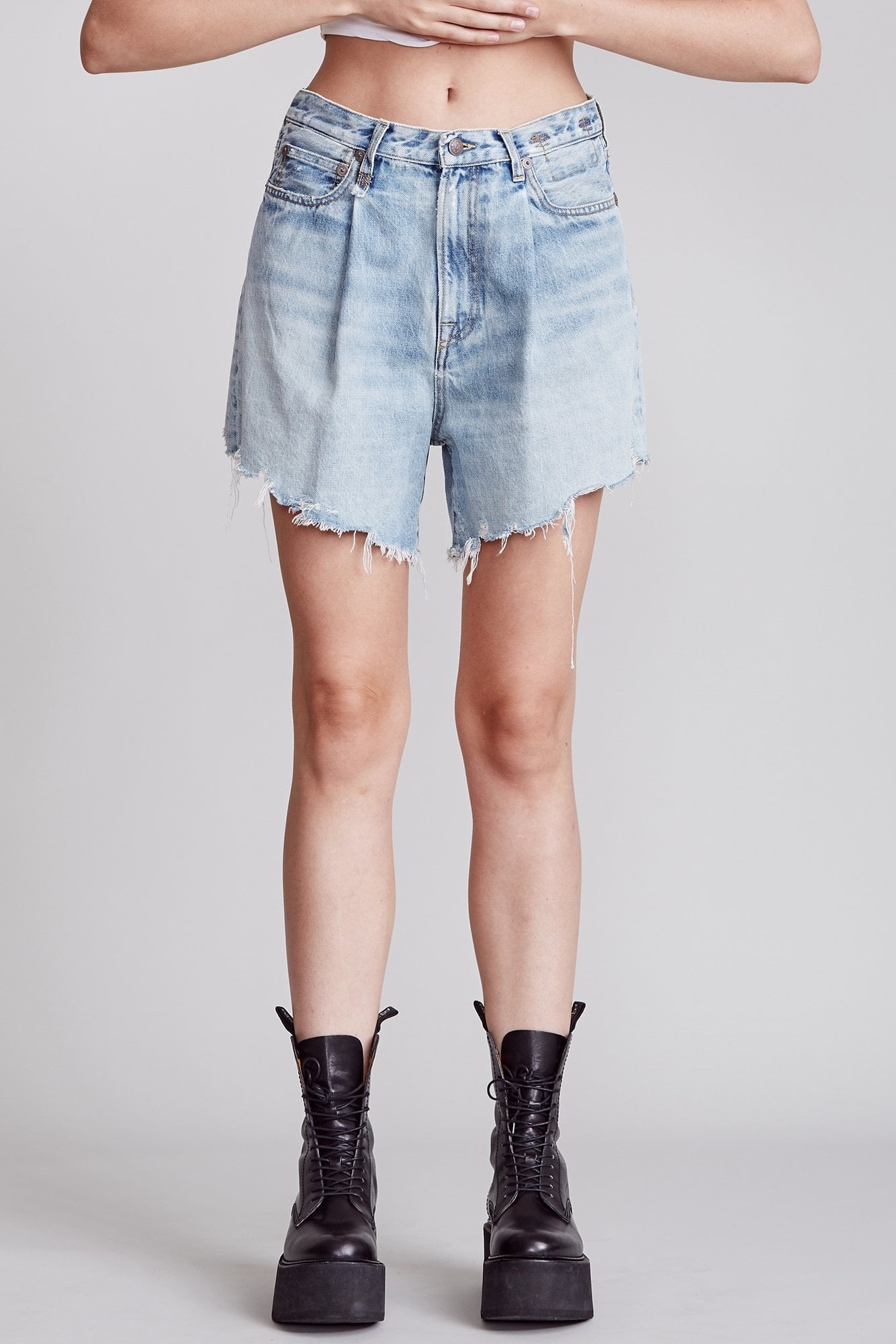 Damon Pleated Short - Lennon Blue | R13 Denim - 3