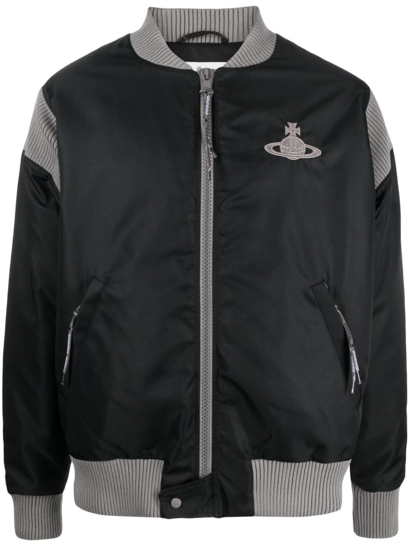 Orb-embroidered cotton bomber jacket 1