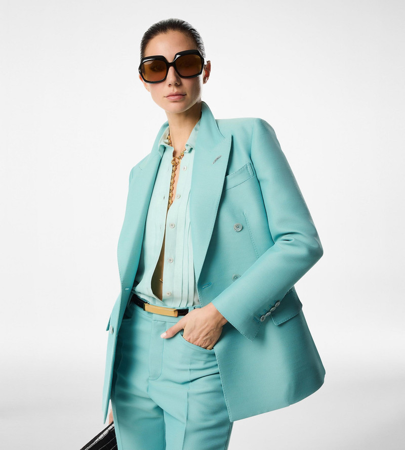 TOM FORD COMPACT HOPSACK WOOL BLEND "WALLIS" DOUBLE BREASTED JACKET outlook