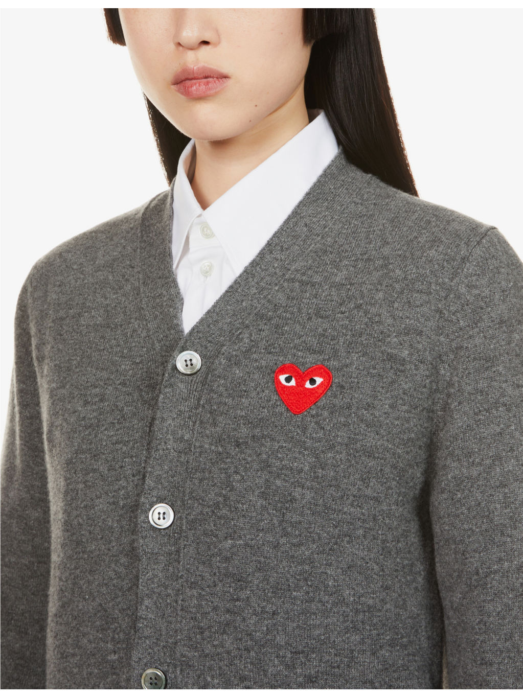 Heart-embroidered wool cardigan - 5