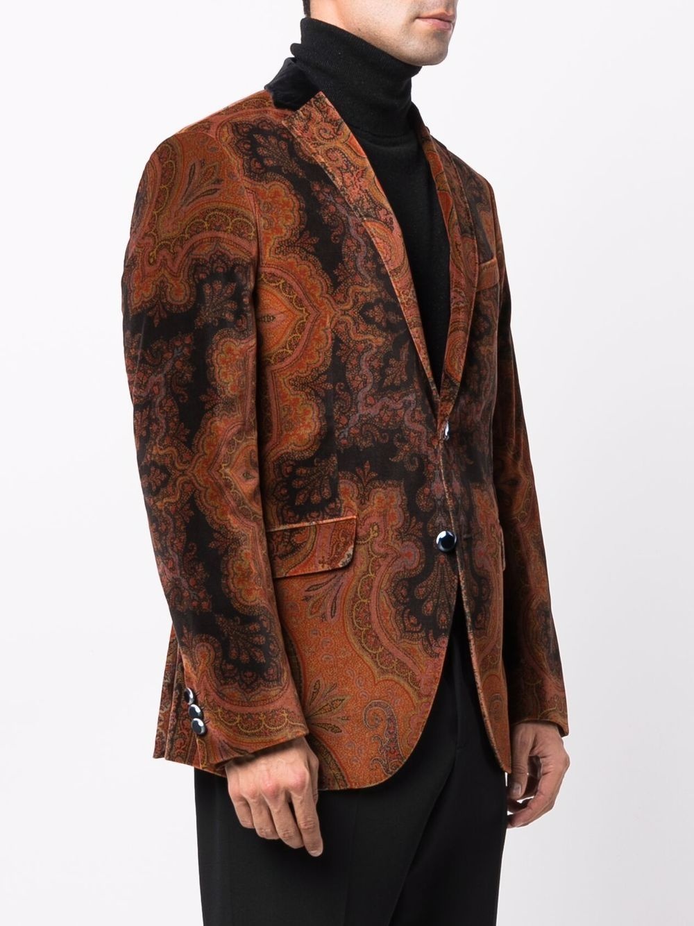 paisley-print velvet blazer - 3