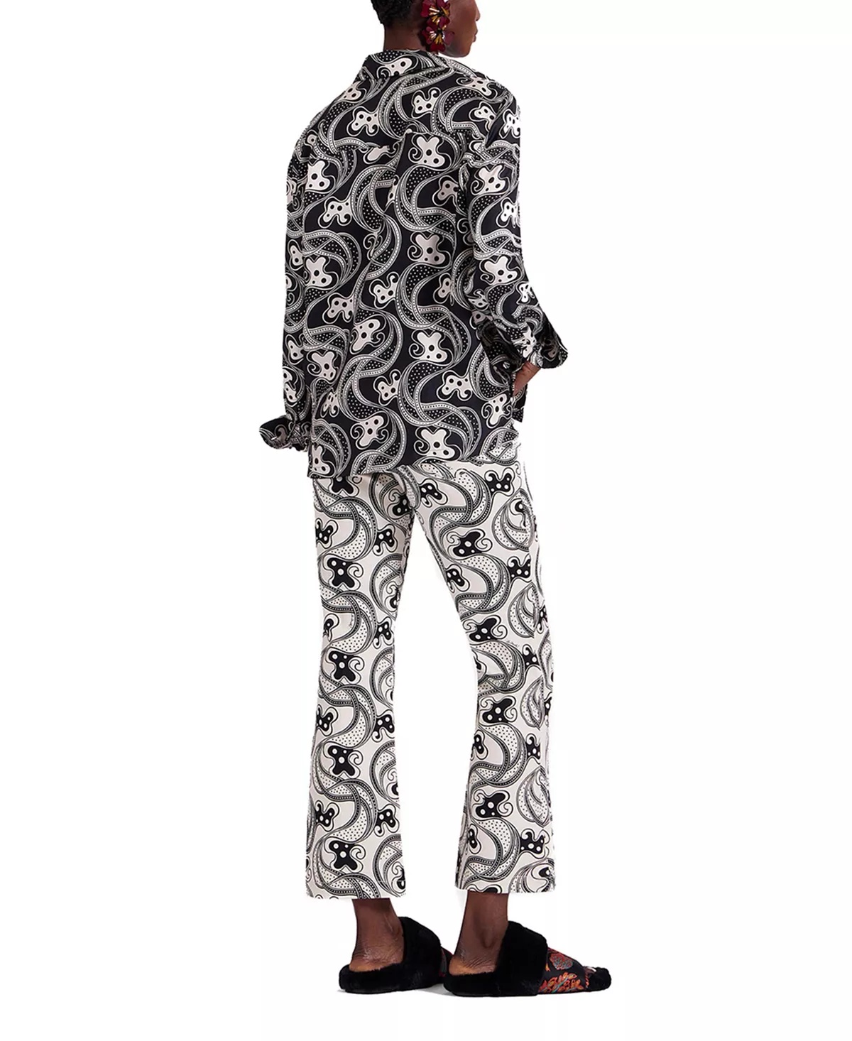 The Cropped Flare Jean Aperol White/Black - 2