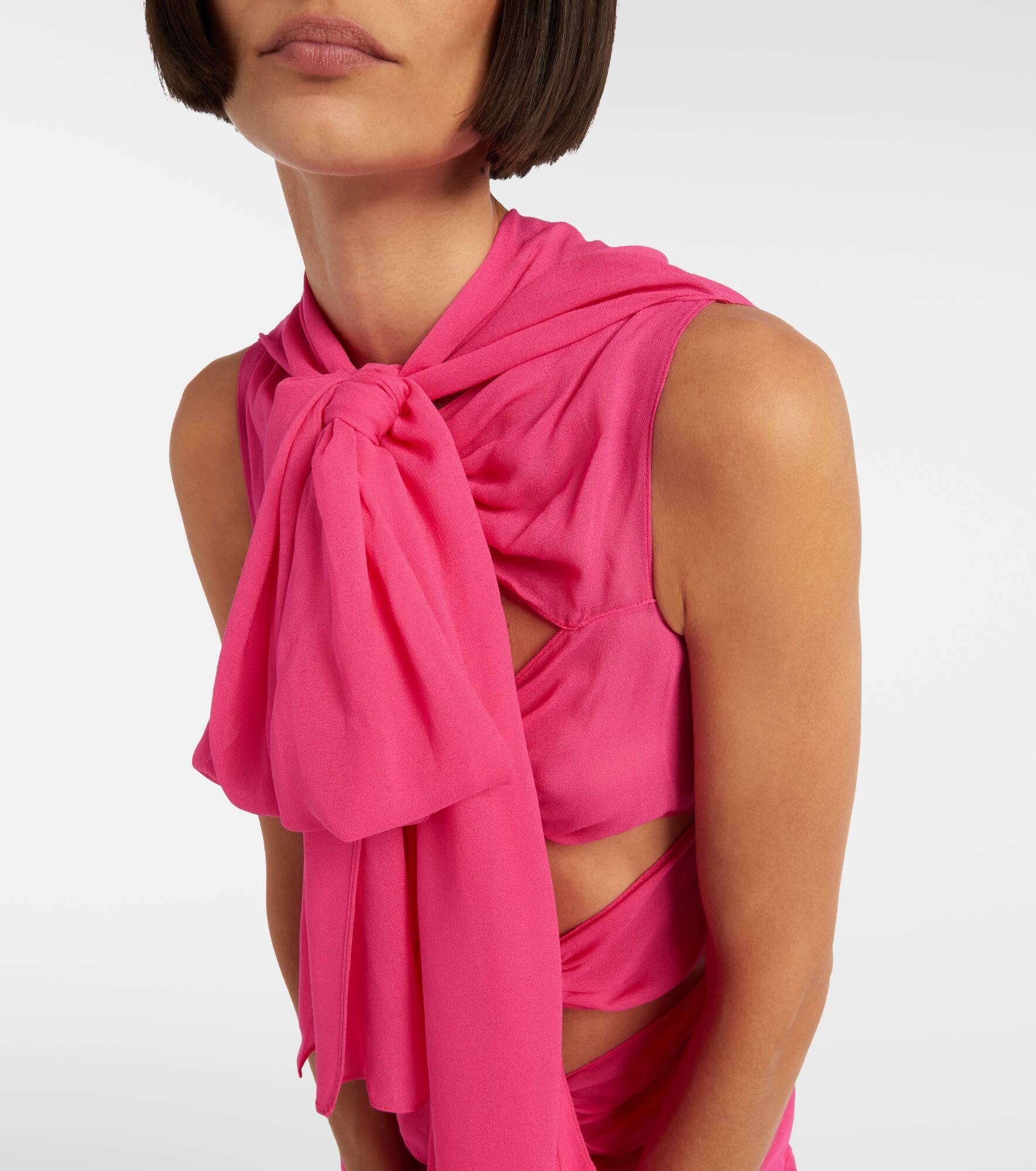 Cutout ruffled jersey gown - 4