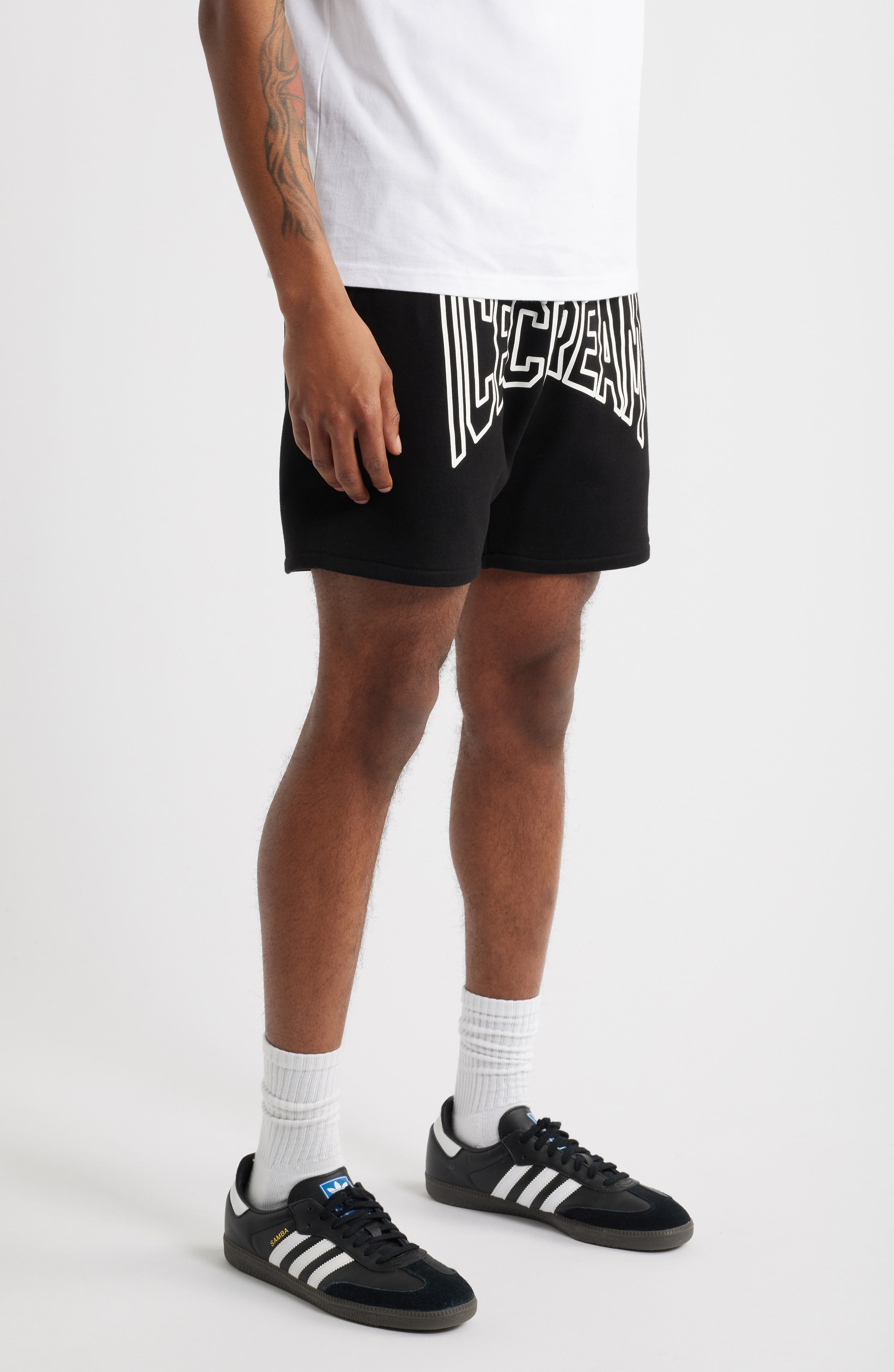 ICECREAM Shot Cotton French Terry Sweat Shorts in Black at Nordstrom - 3