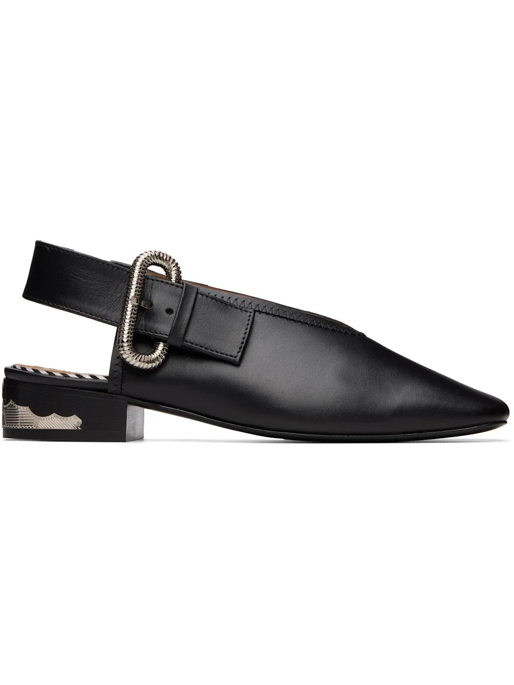 SSENSE Exclusive Black Leather Ballerina Flats - 1