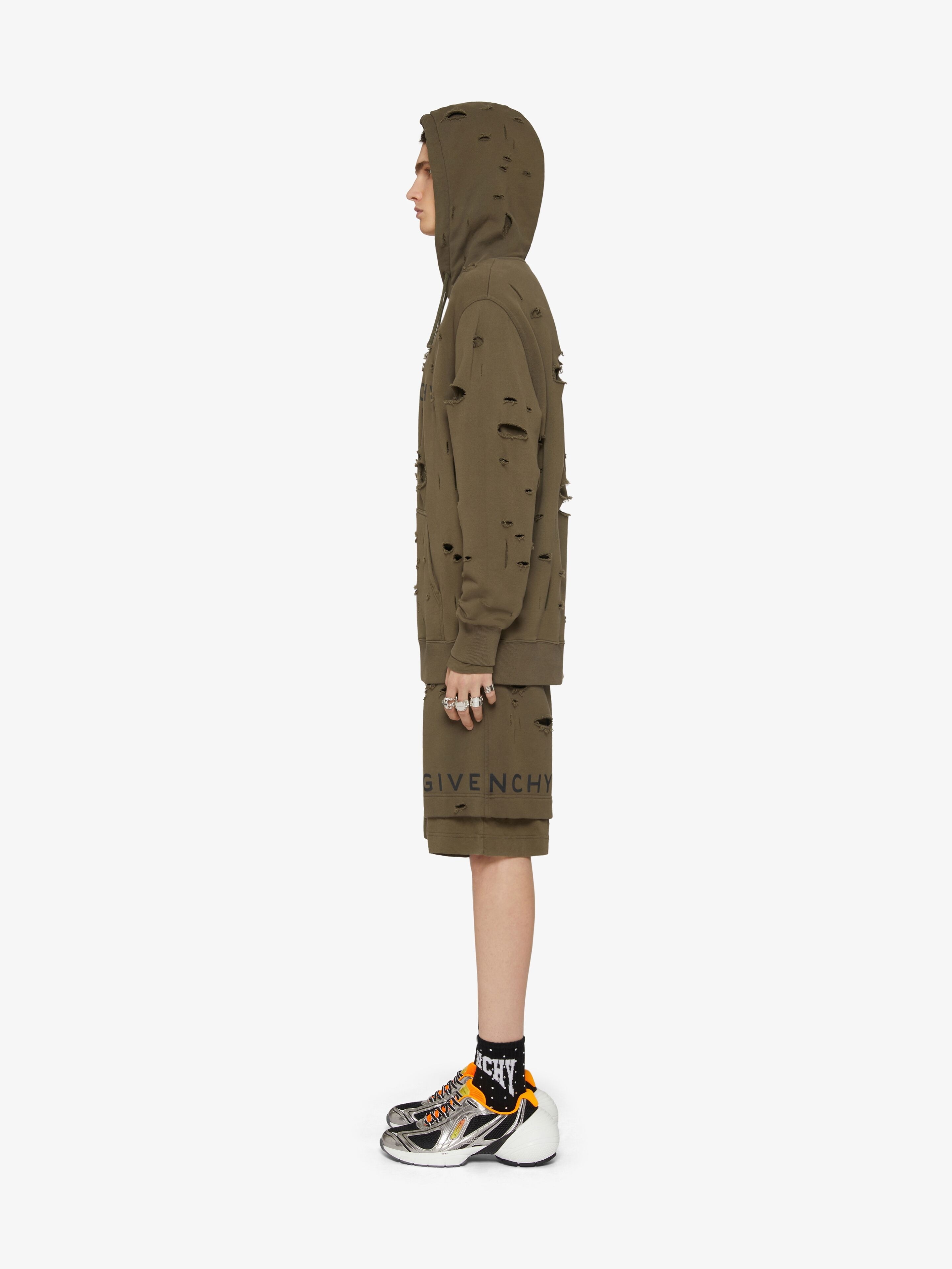 Givenchy GIVENCHY HOODIE IN FELPA WITH DESTROYED EFFECT