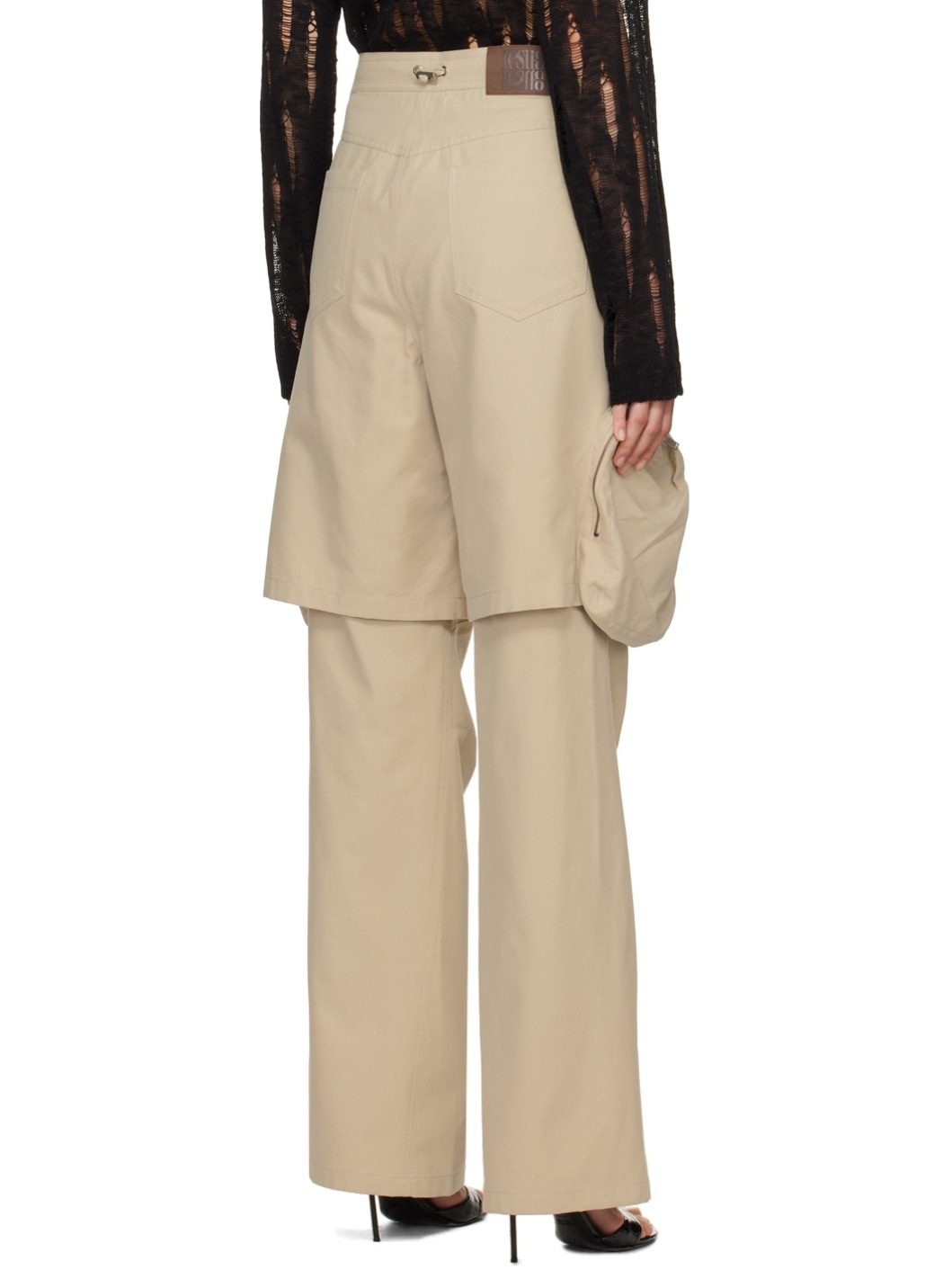 Beige Layered Cargo Pants - 3