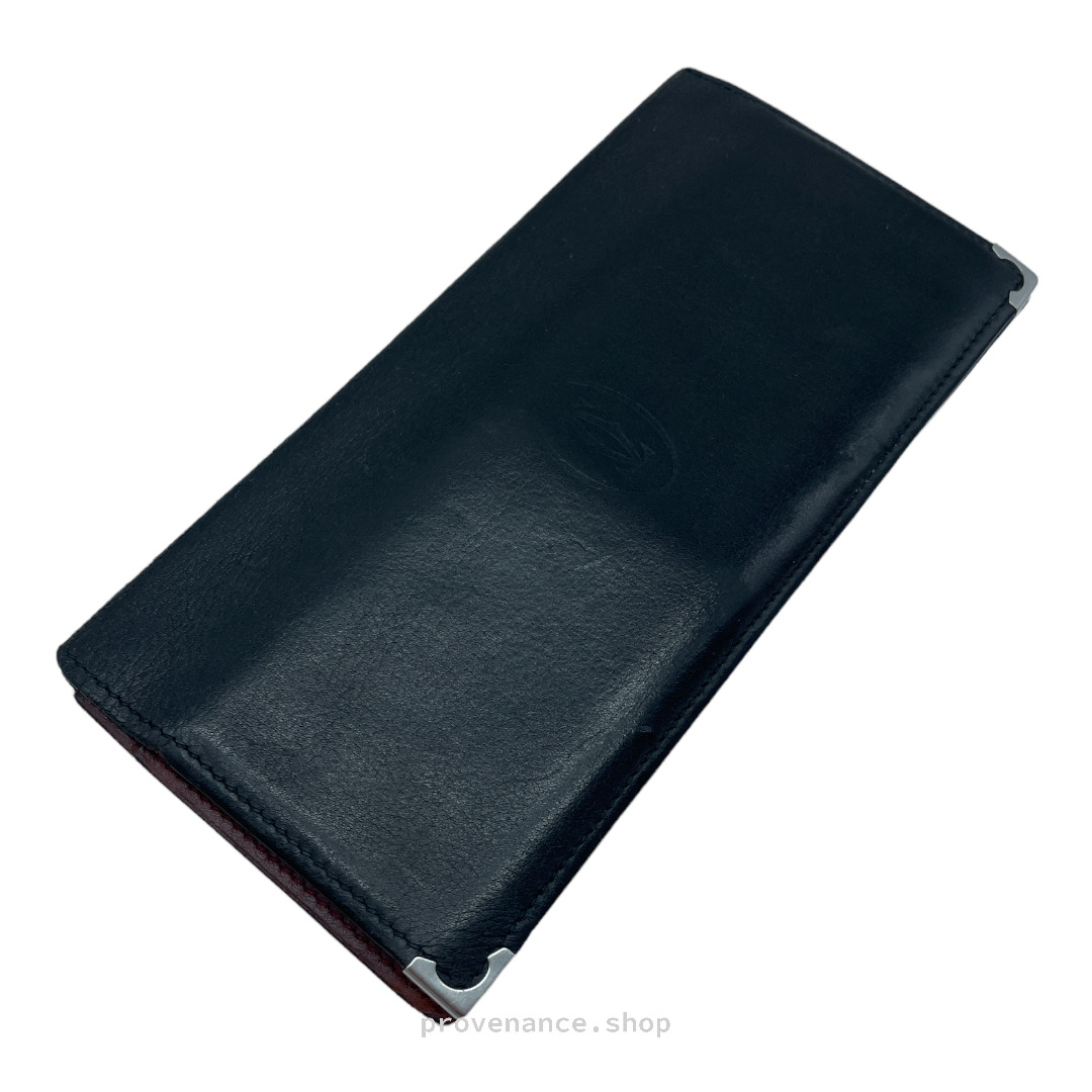 Cartier Long Wallet - Black & Burgundy Leather - 4