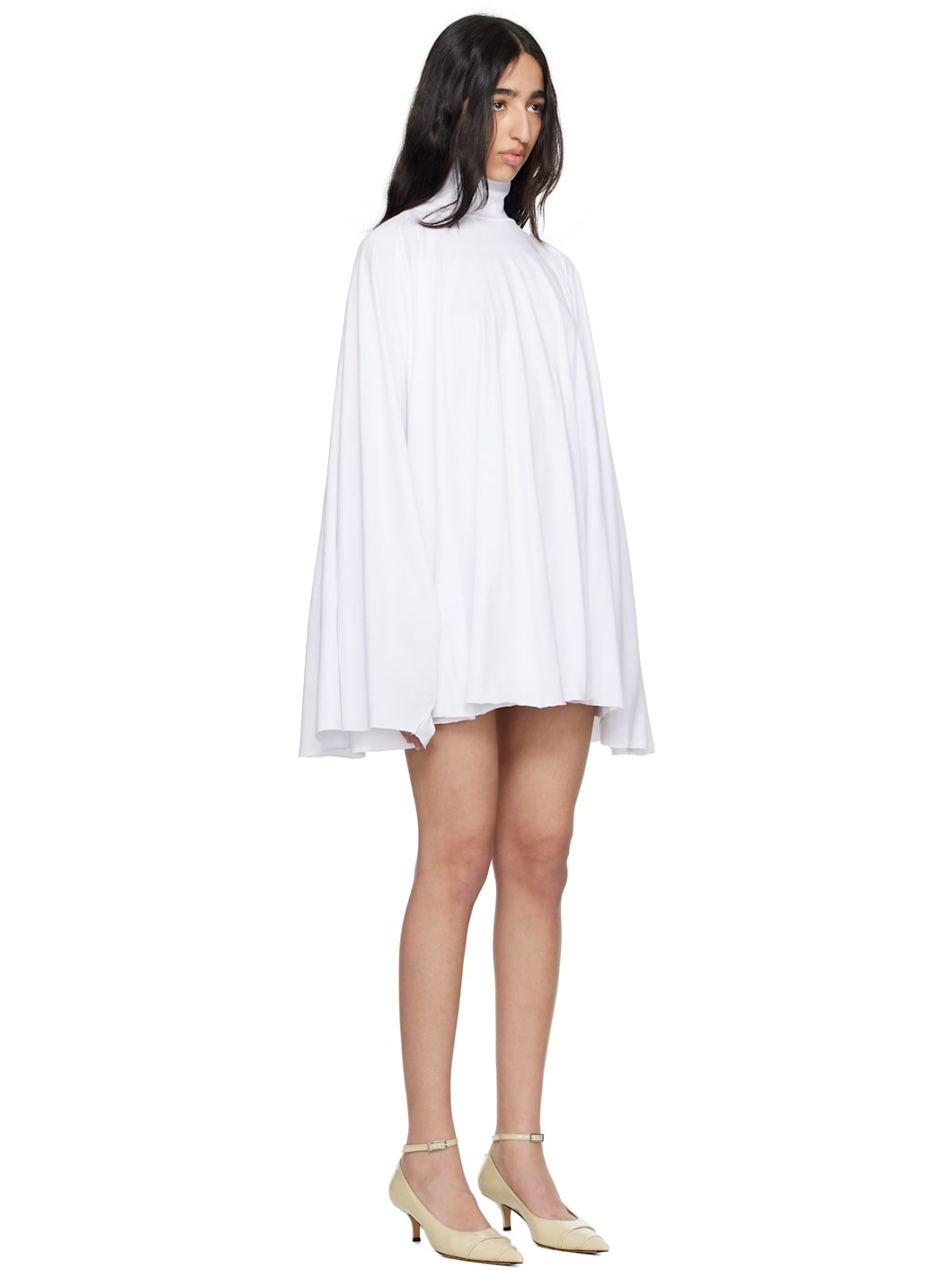 White Basic Jersey Minidress - 2