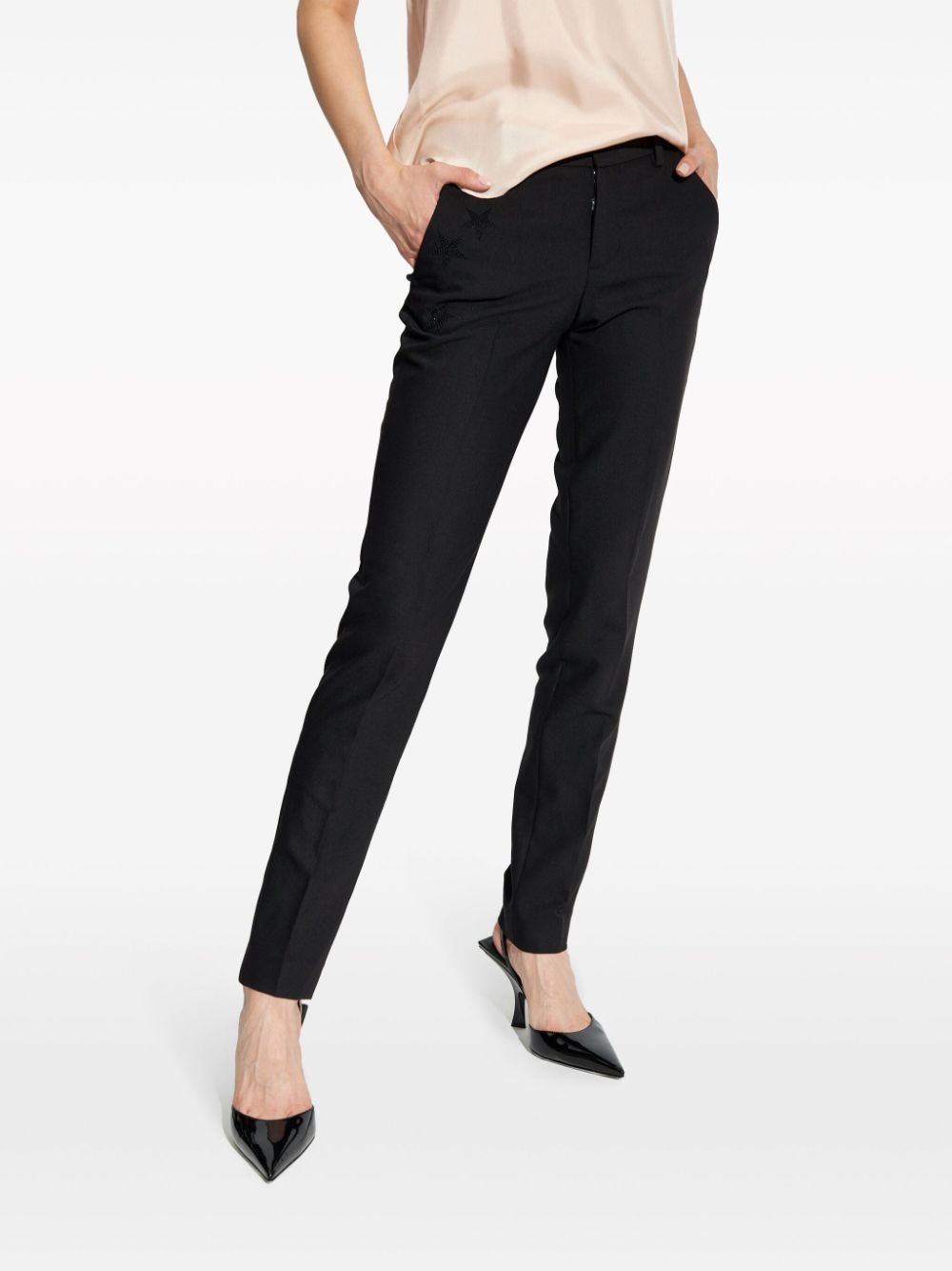 logo embellished mid-rise skinny trousers - 3
