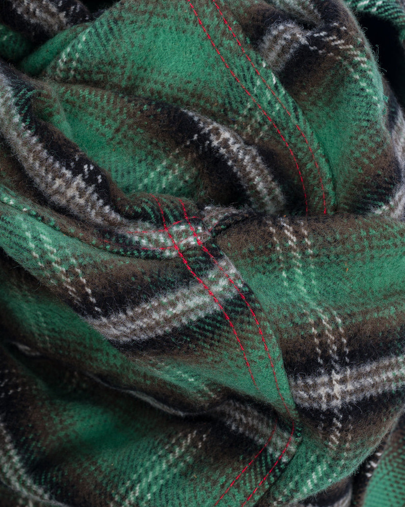 12OZ ULTRA HEAVY FLANNEL CHECK WESTERN SHIRT - GREEN 11