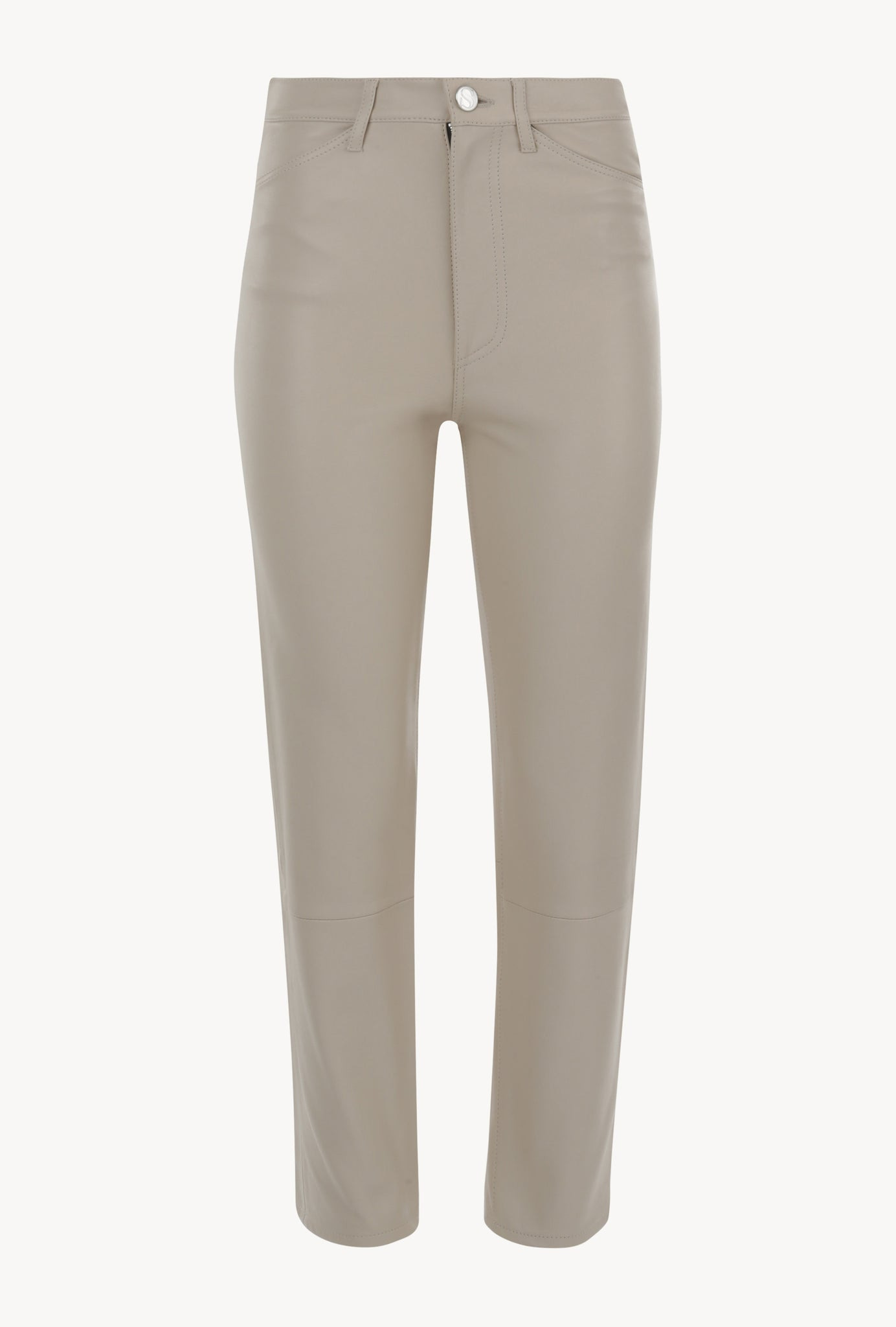 OFF WHITE LEATHER 5 POCKET STRAIGHT LEG PANTS - 6