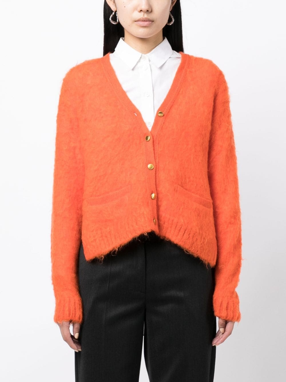 layered brushed cardigan - 3