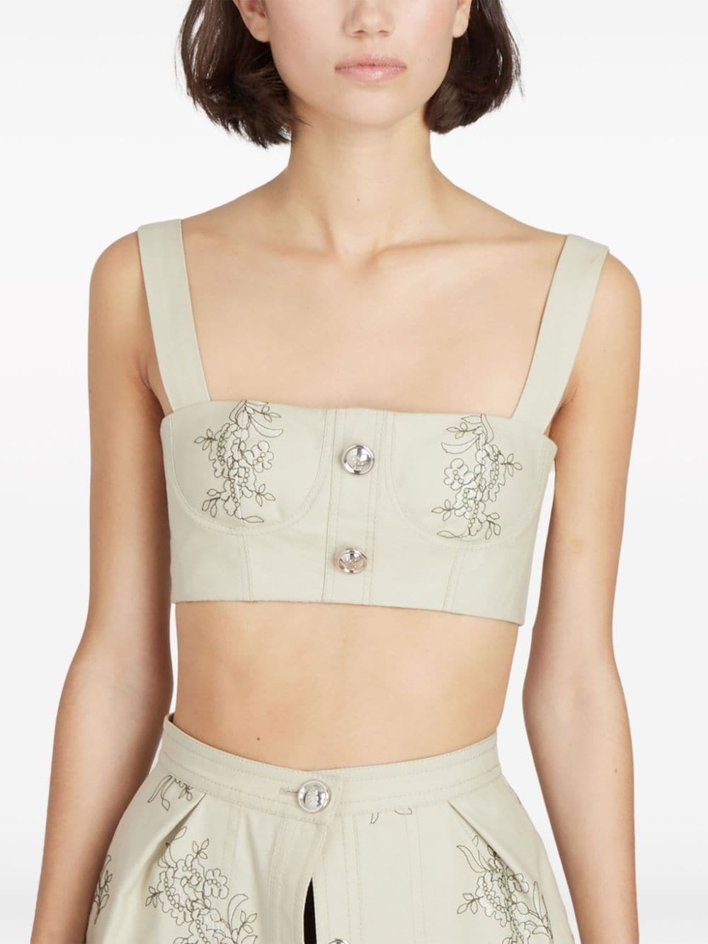 floral-jacquard cropped top - 5