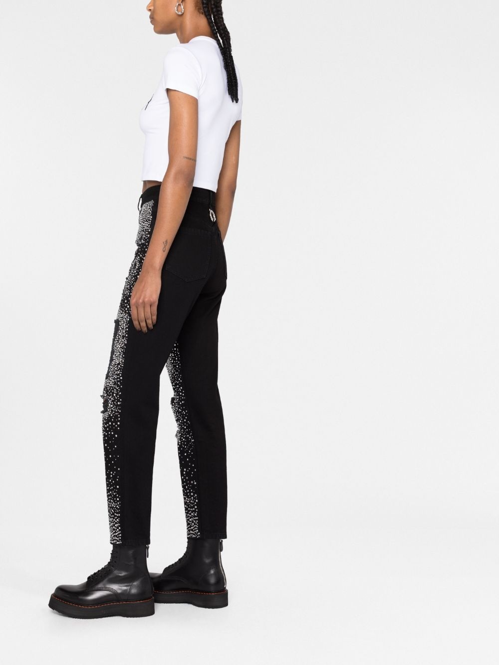 crystal-embellished boyfriend jeans - 4
