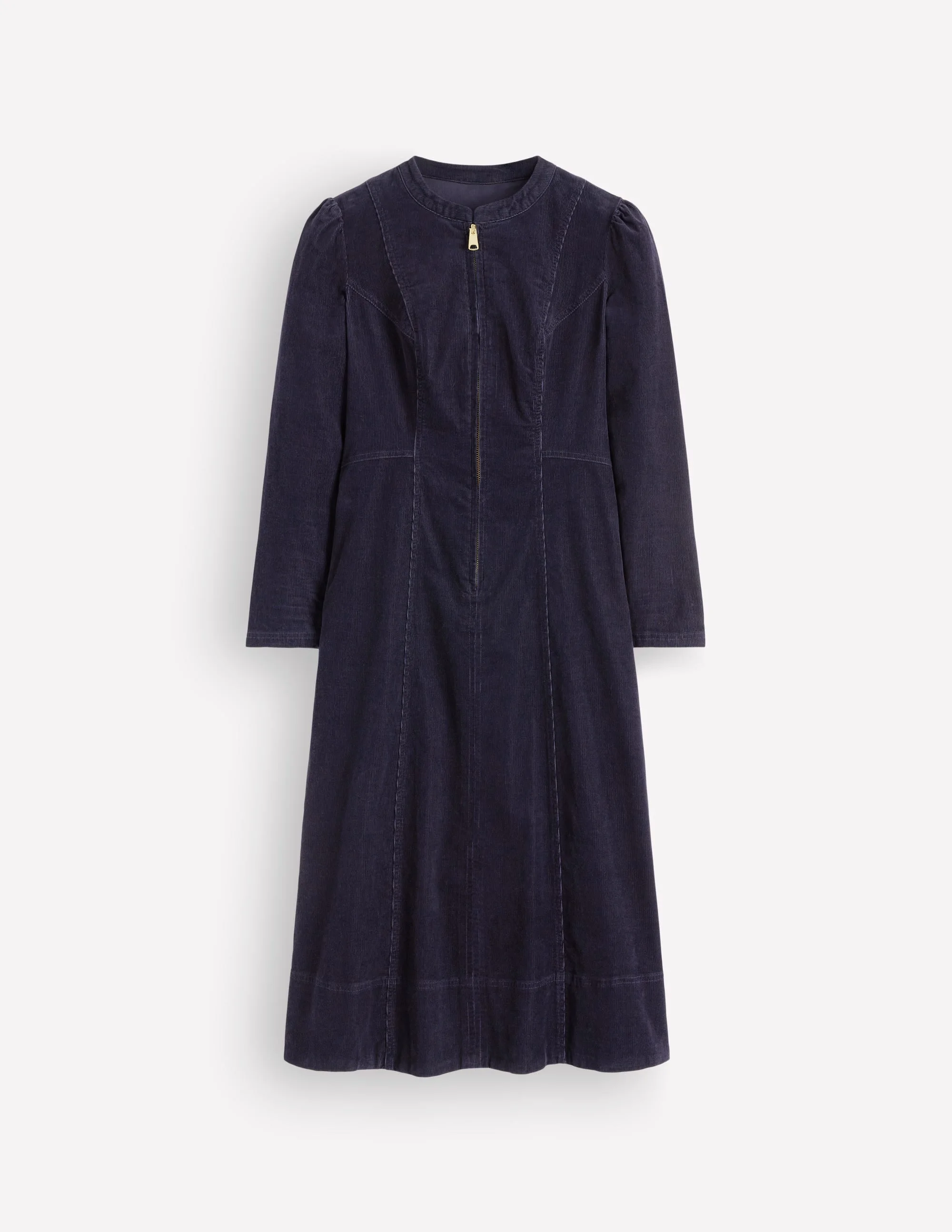 Una Cord Midi Dress-Navy - 1