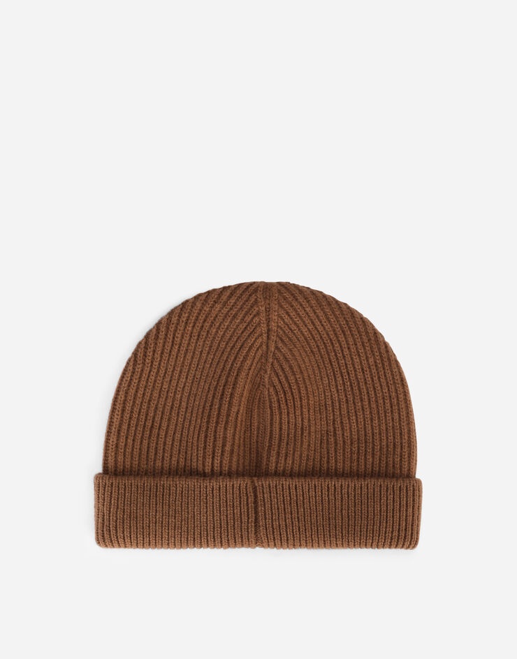 Knit wool hat with leather logo - 3