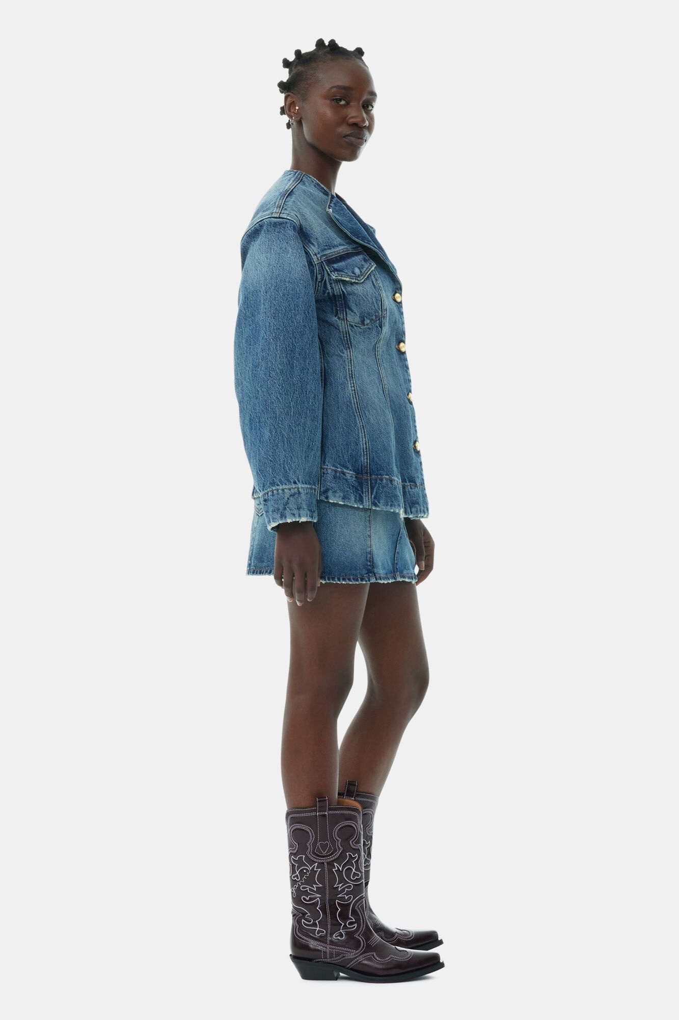 SPARKLE LOGO DENIM FITTED BLAZER - 4