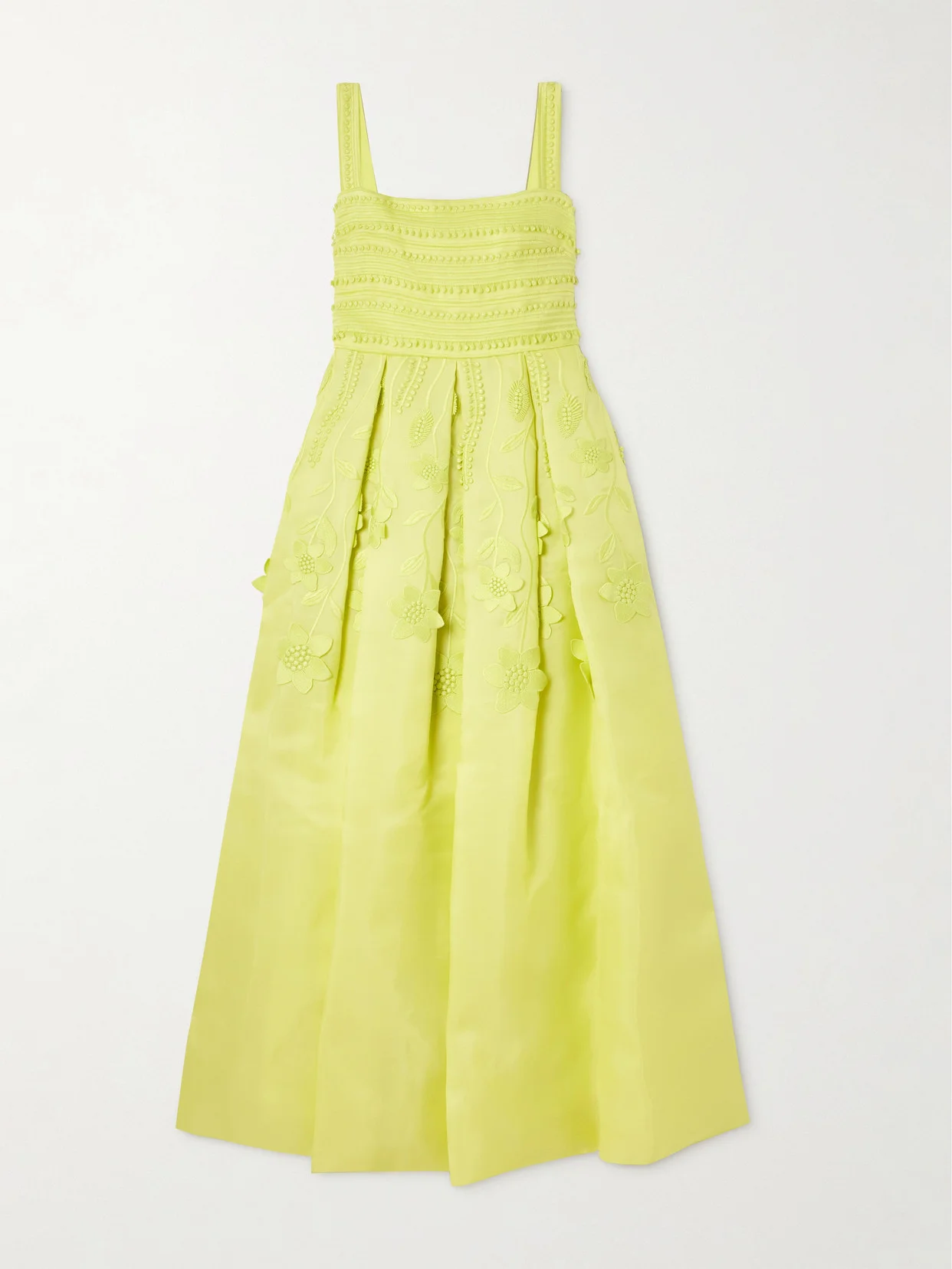 Pleated Embroidered Organza Gown - 1