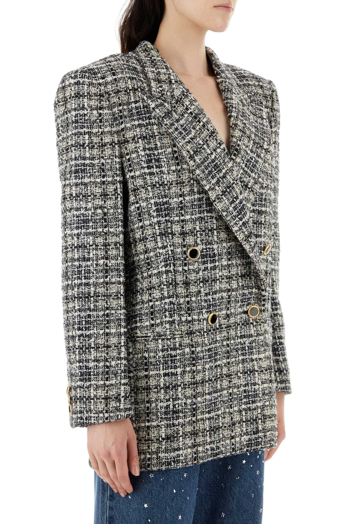 Alessandra Rich Women Embroidered Tweed Oversize Blazer - 3