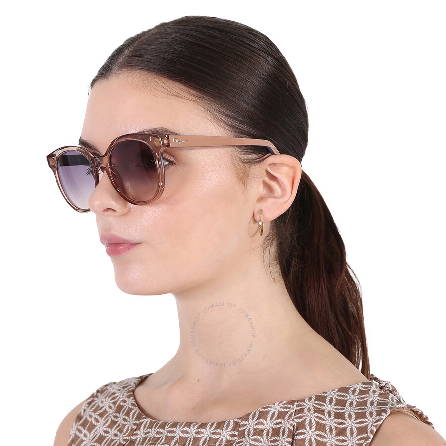 Salvatore Ferragamo Grey Gradient Round Sunglasses SF833S 290 53 - 2