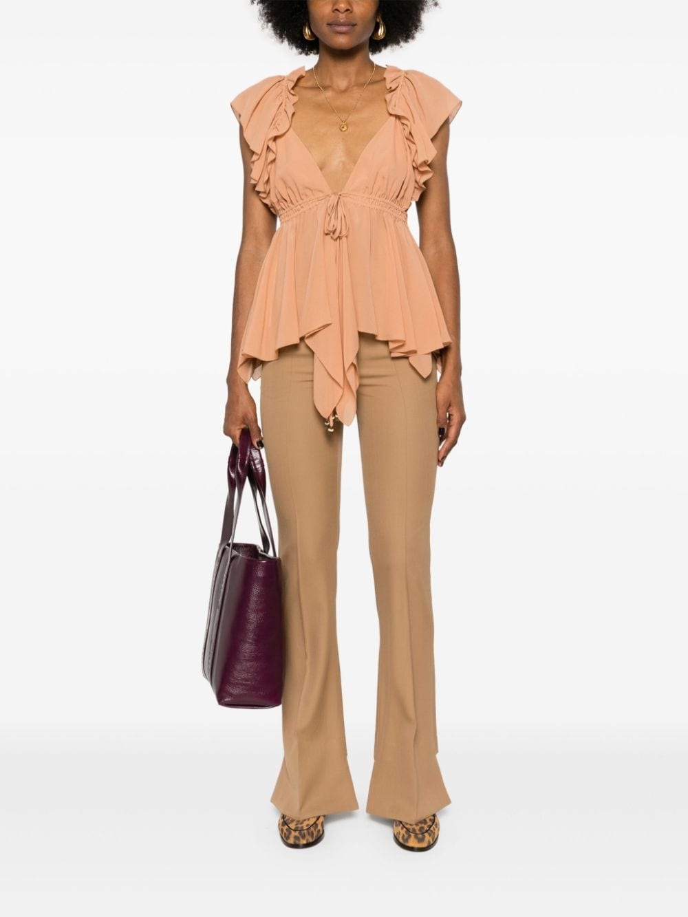 pintuck bootcut trousers - 2