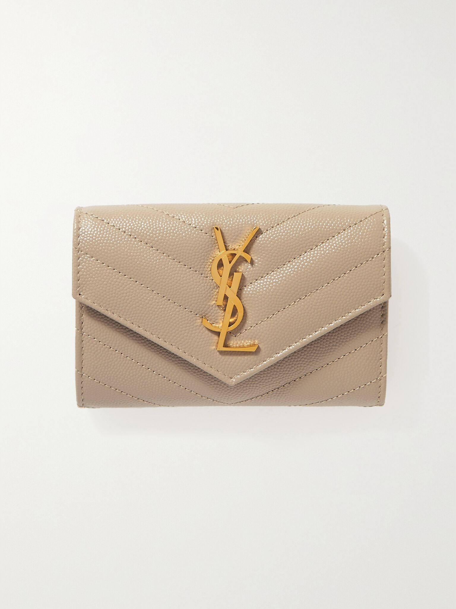 Monogramme Envelope quilted textured-leather wallet Beige - 1