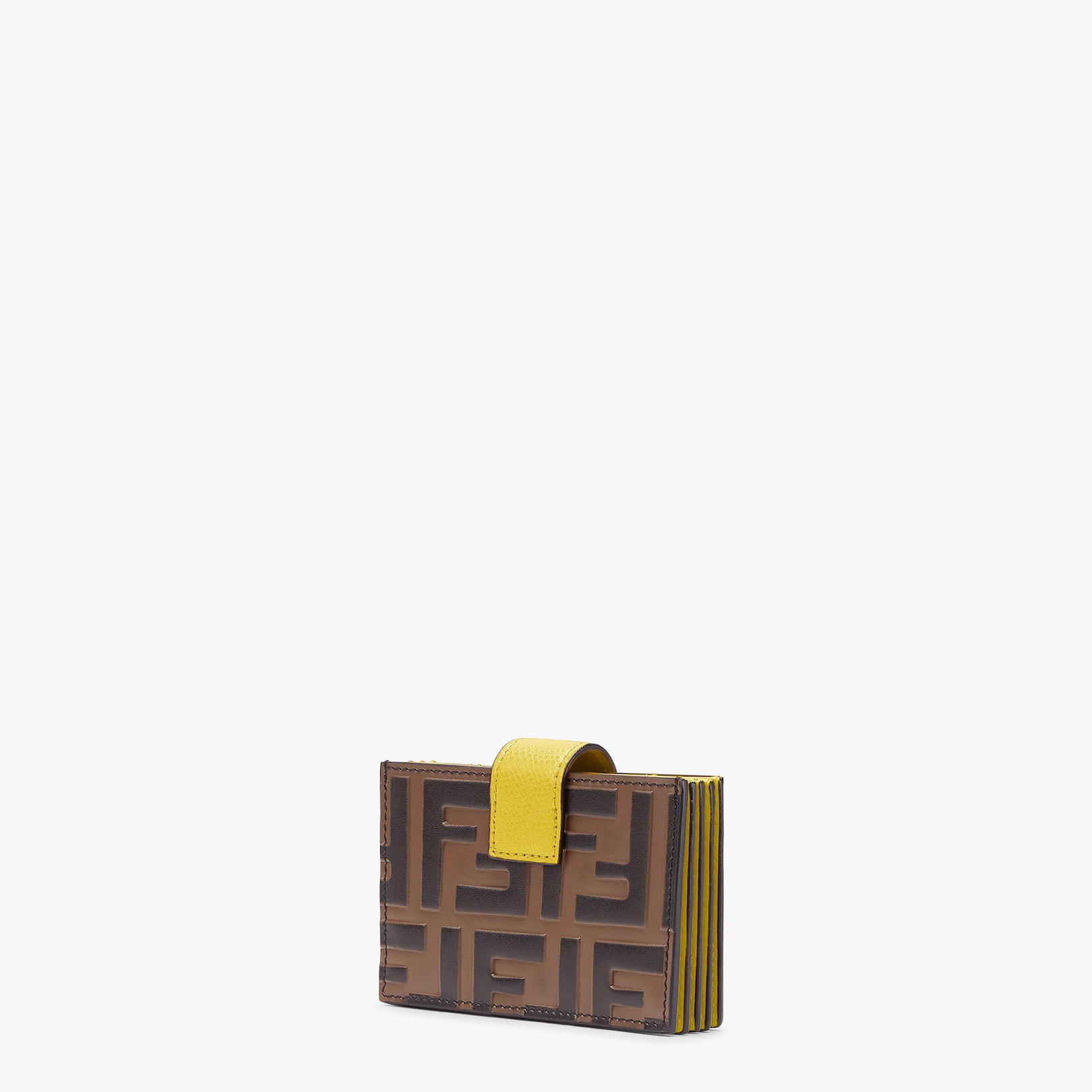 Flat F is Fendi card holder with central compartment and five credit card slots. Made of brown calfs - 2