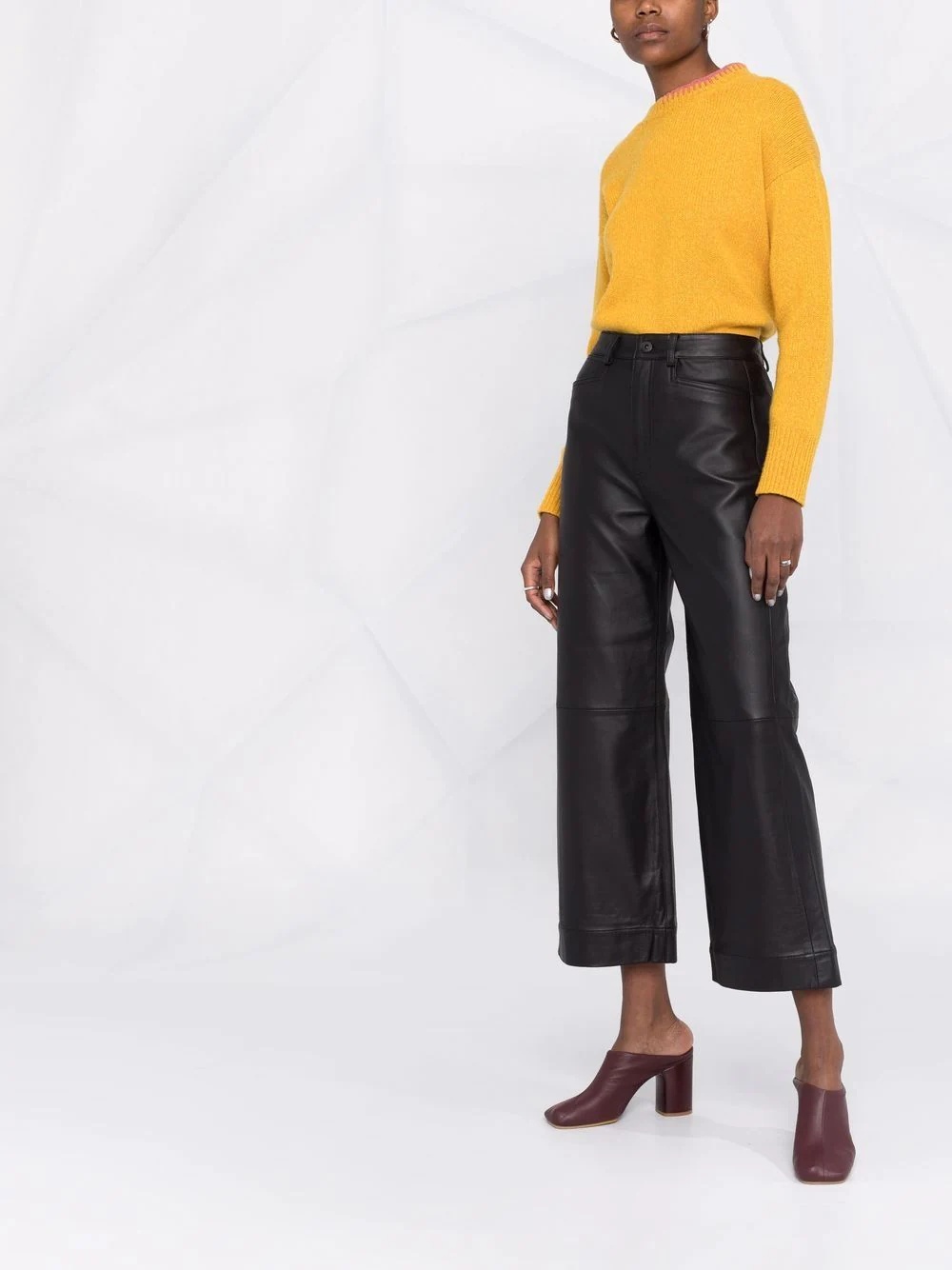 wide-leg leather trousers - 4