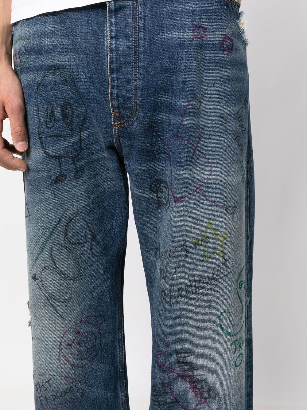 scribble-print straight leg jeans - 5