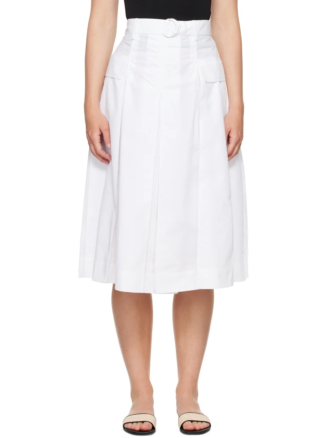 White Utility Midi Skirt - 1