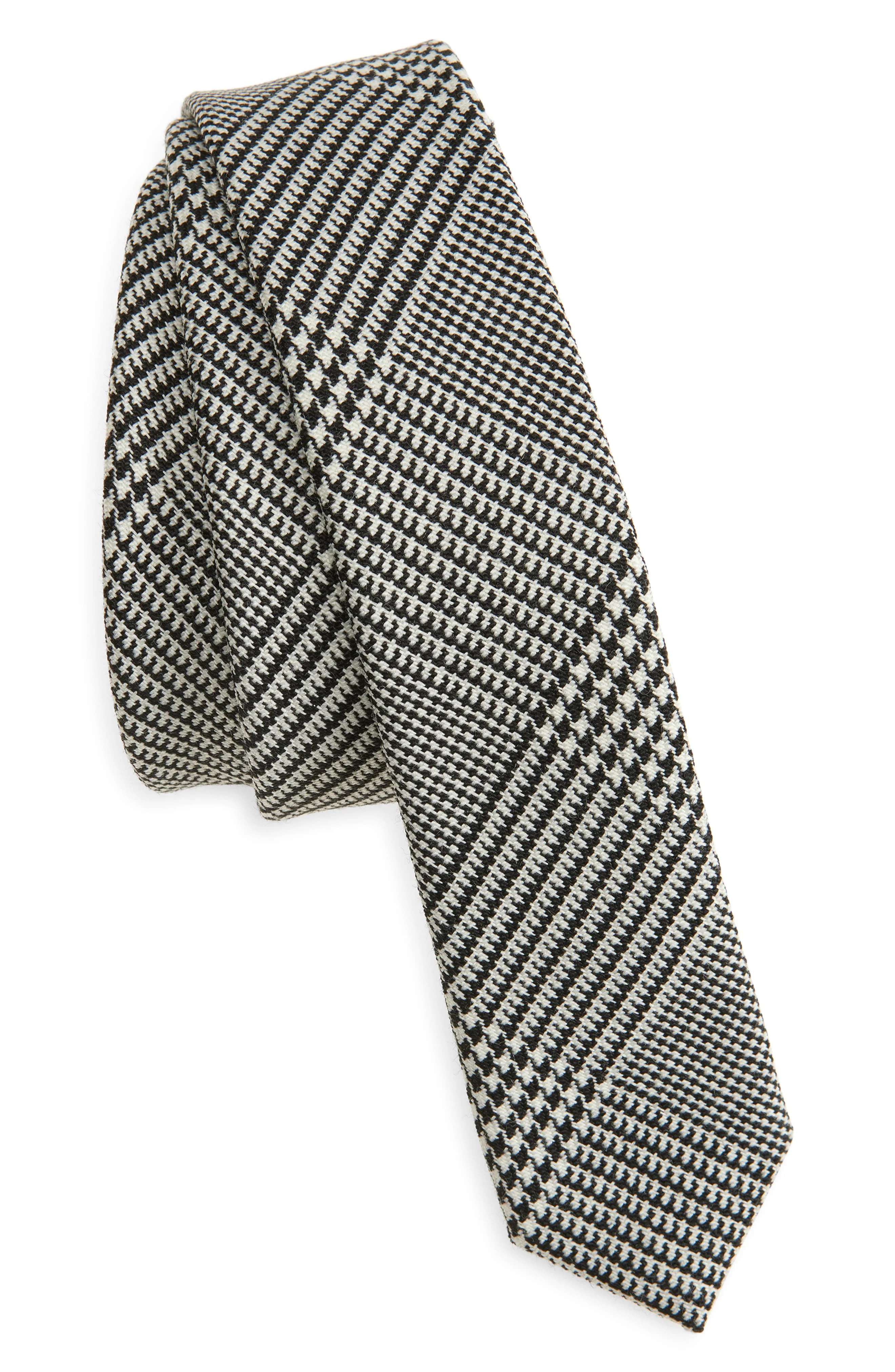 Balmain Prince of Wales Check Tie in Eab Blk/White at Nordstrom - 1
