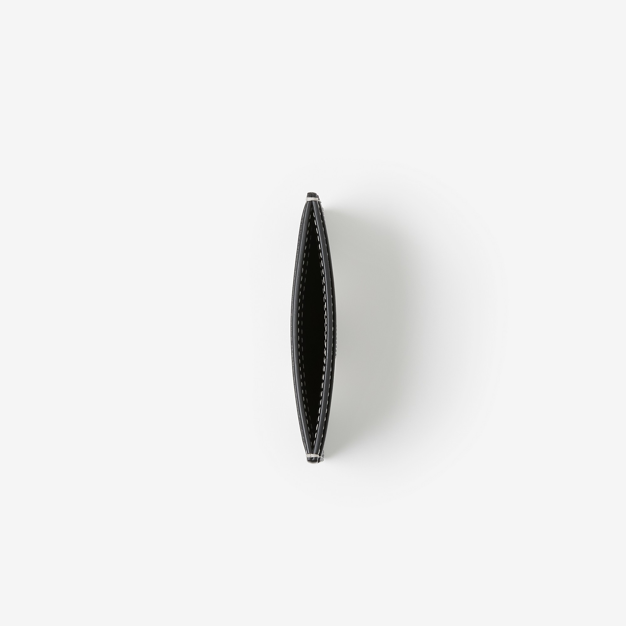 Exaggerated Check and Leather Card Case - 4