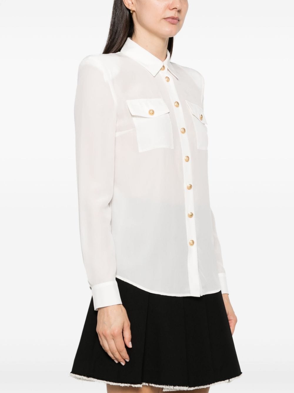 embossed-buttons silk shirt - 3